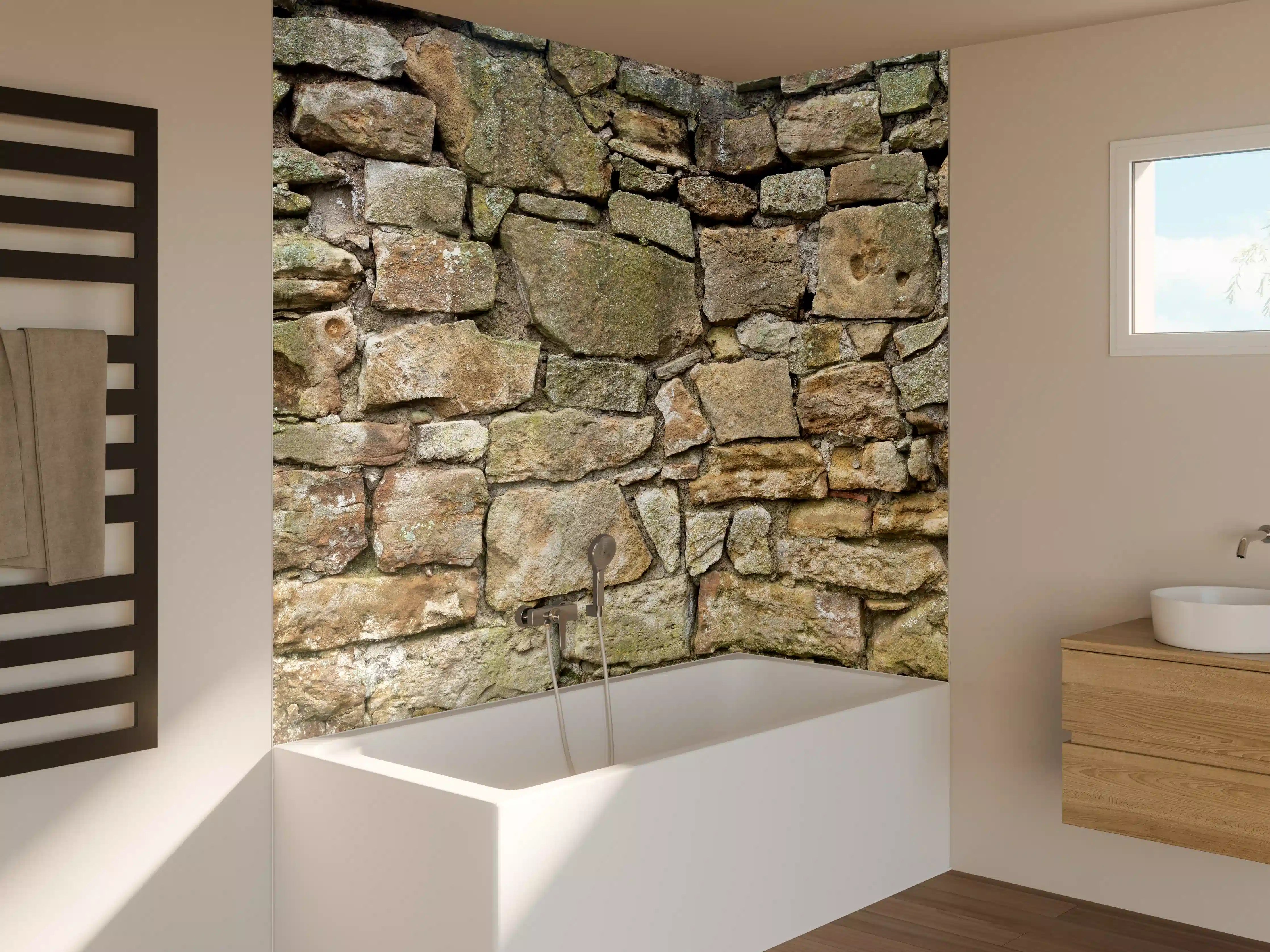 Badewannen-Rückwand - Altes Mauerwerk