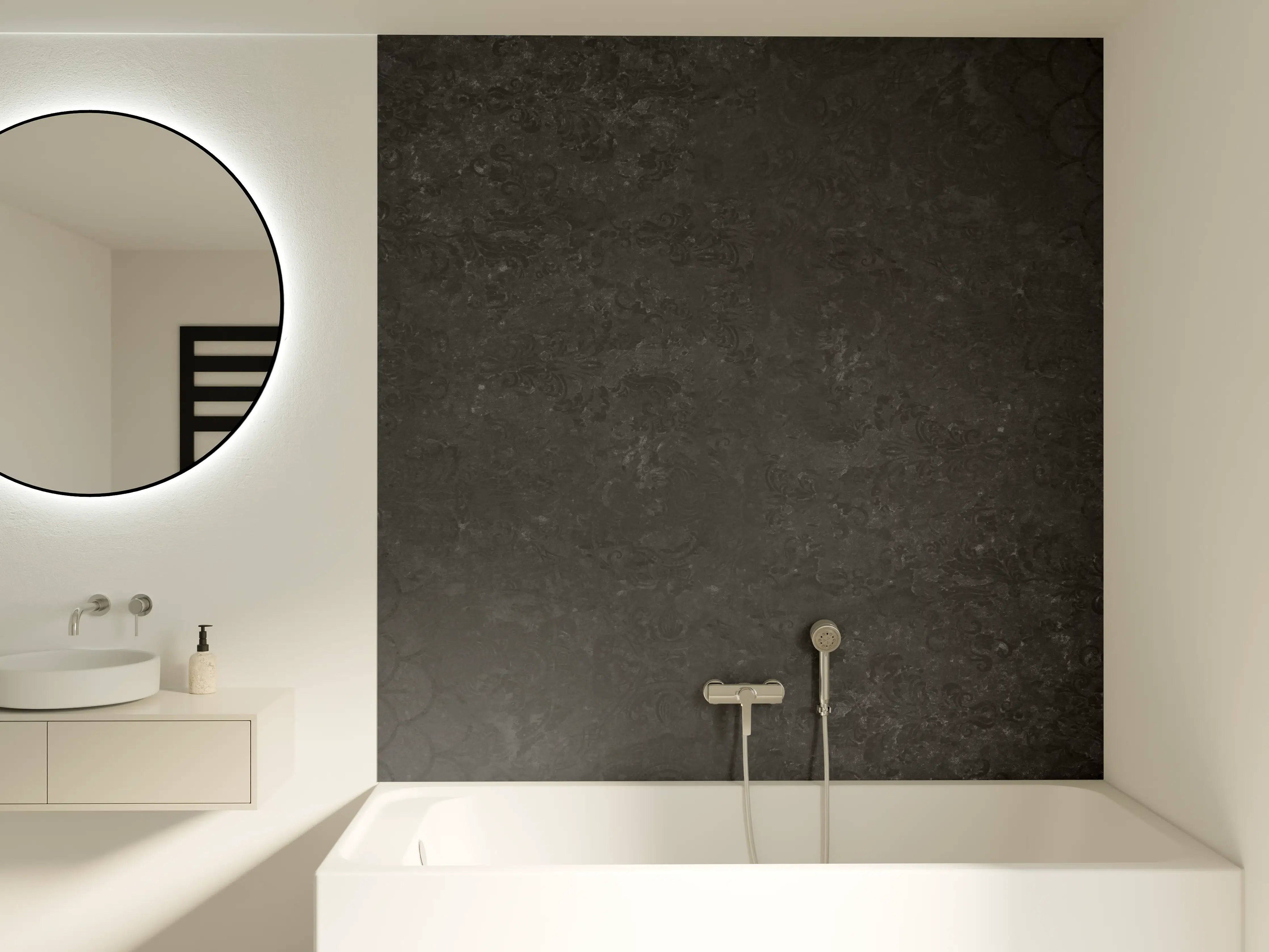 Badewannen-Rückwand - Anthrazit Patchwork Fliesentextur