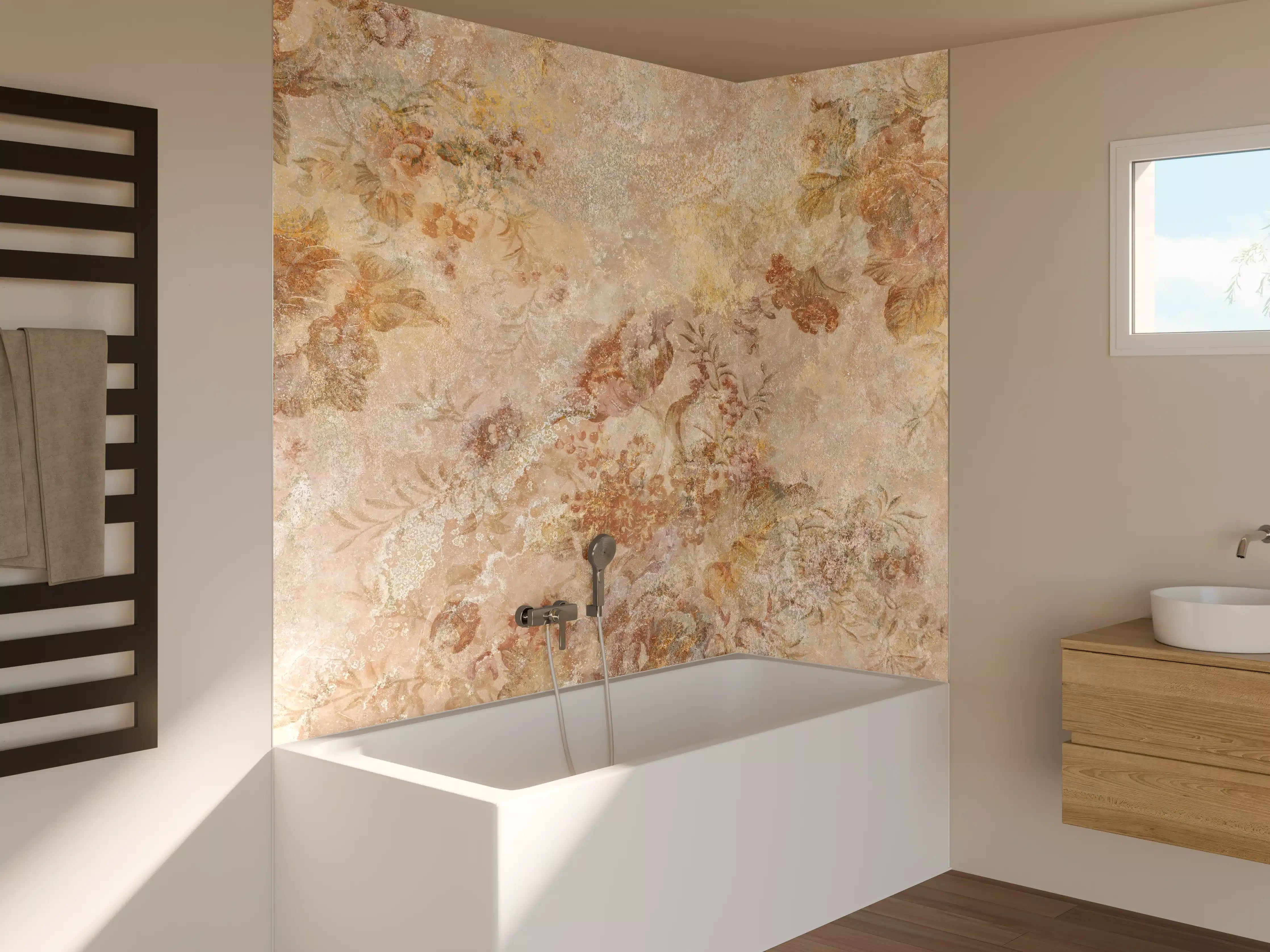 Badewannen-Rückwand - Antikes Blumen Design