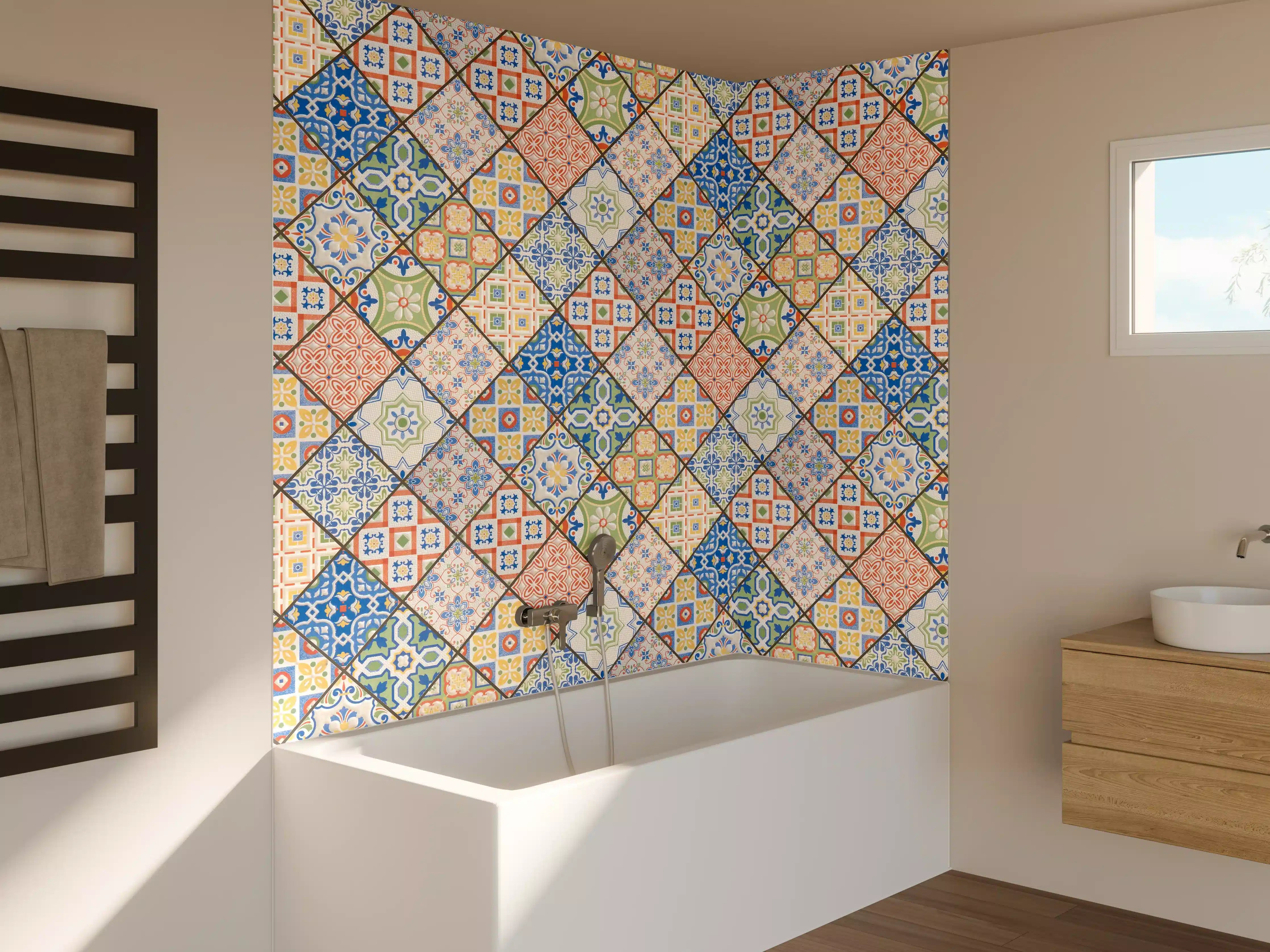Badewannen-Rückwand - Antikes Mosaik Muster - Fliesen