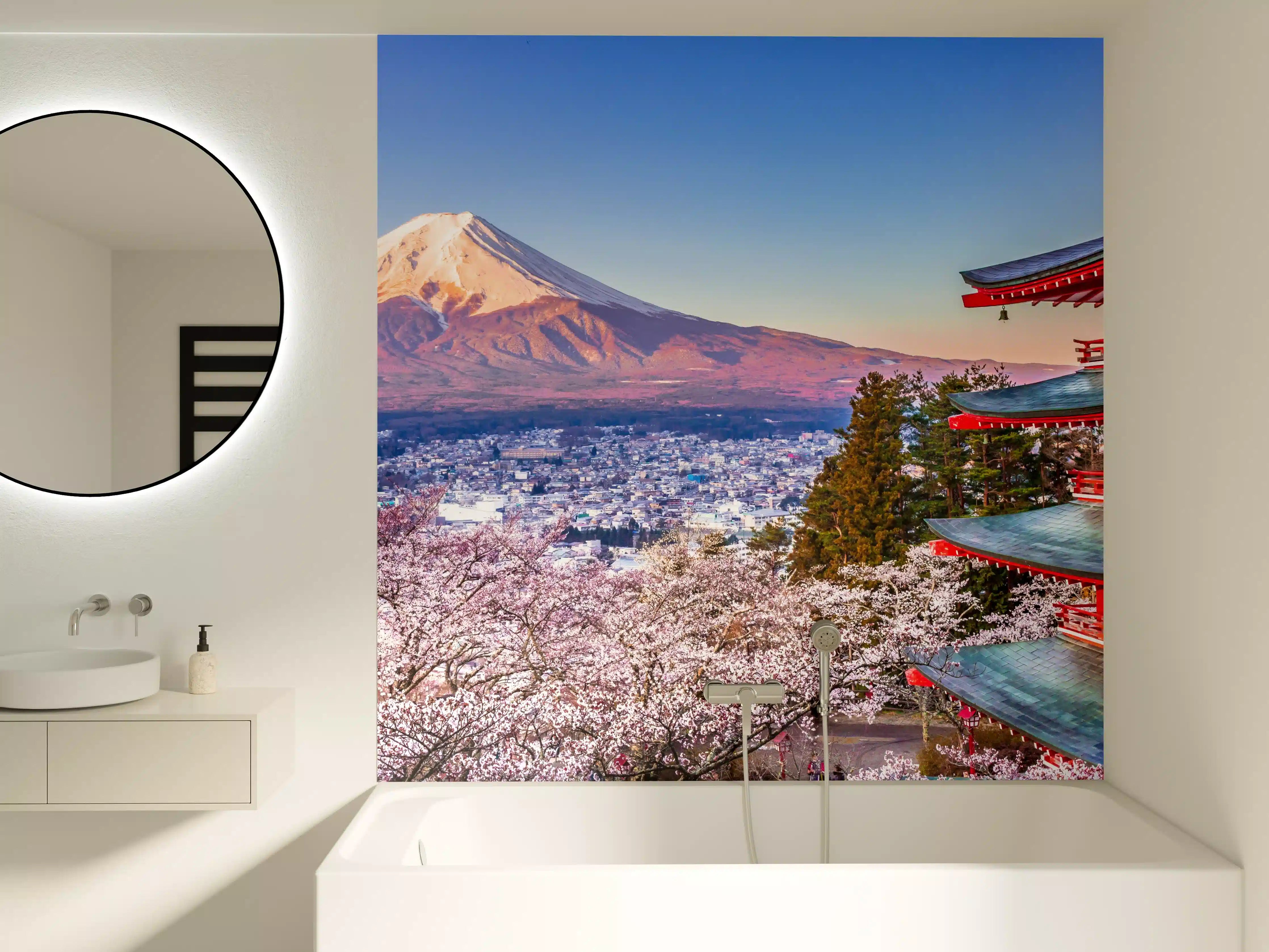 Badewannen-Rückwand - Anziehender Anblick auf Berg Fuji