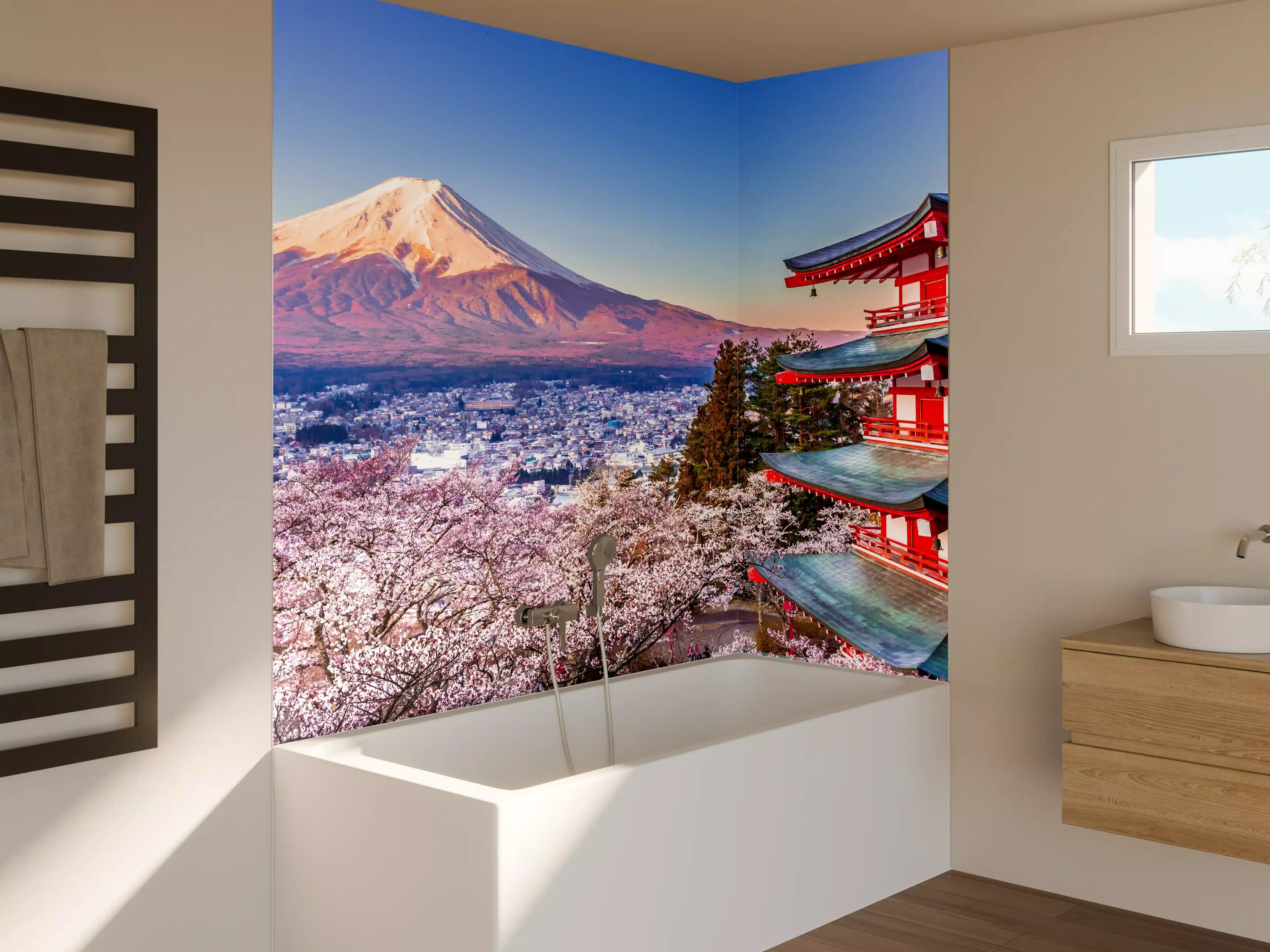 Badewannen-Rückwand - Anziehender Anblick auf Berg Fuji