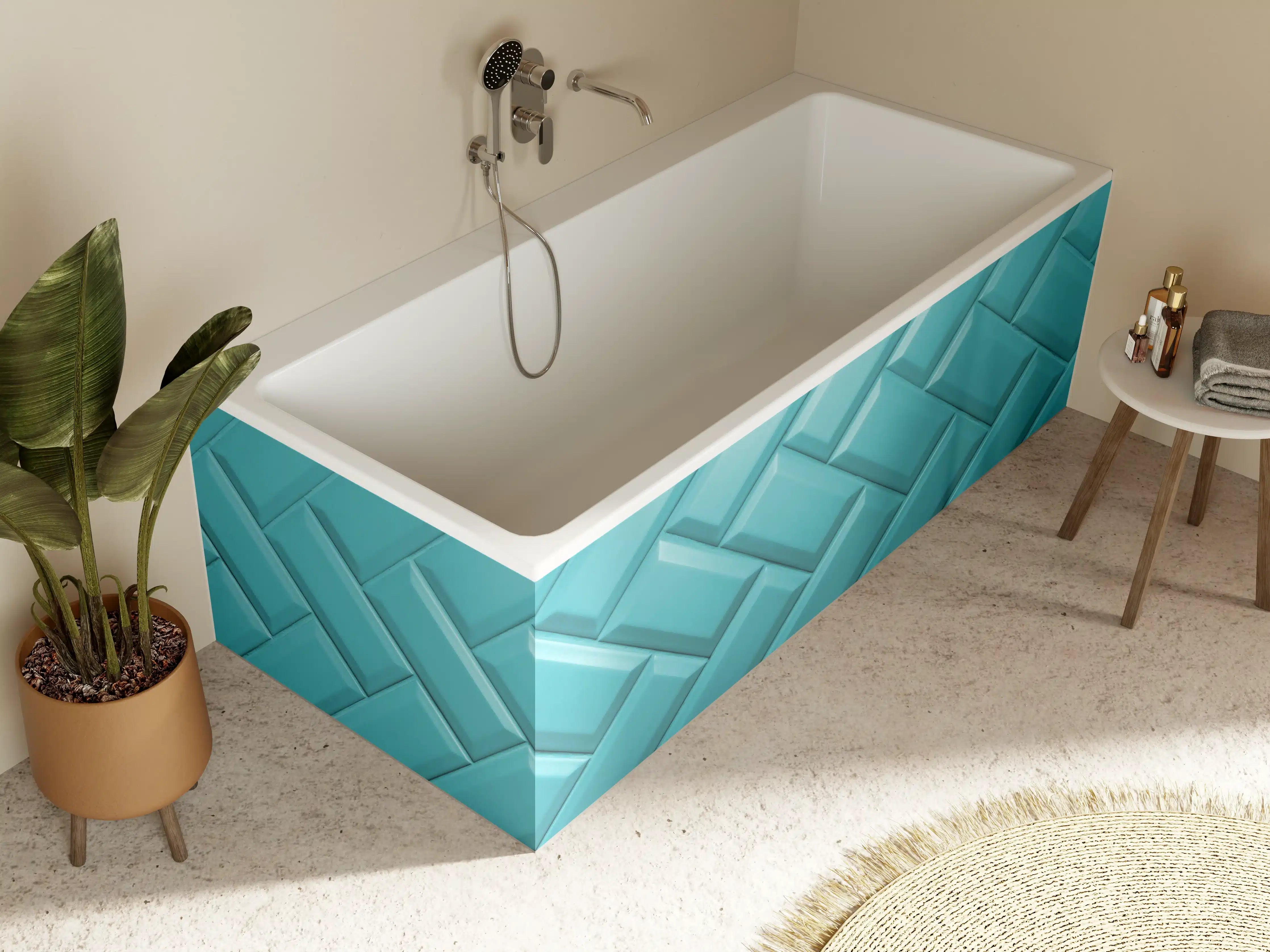 Badewannen-Rückwand - Aqua Matte Keramikfliesen