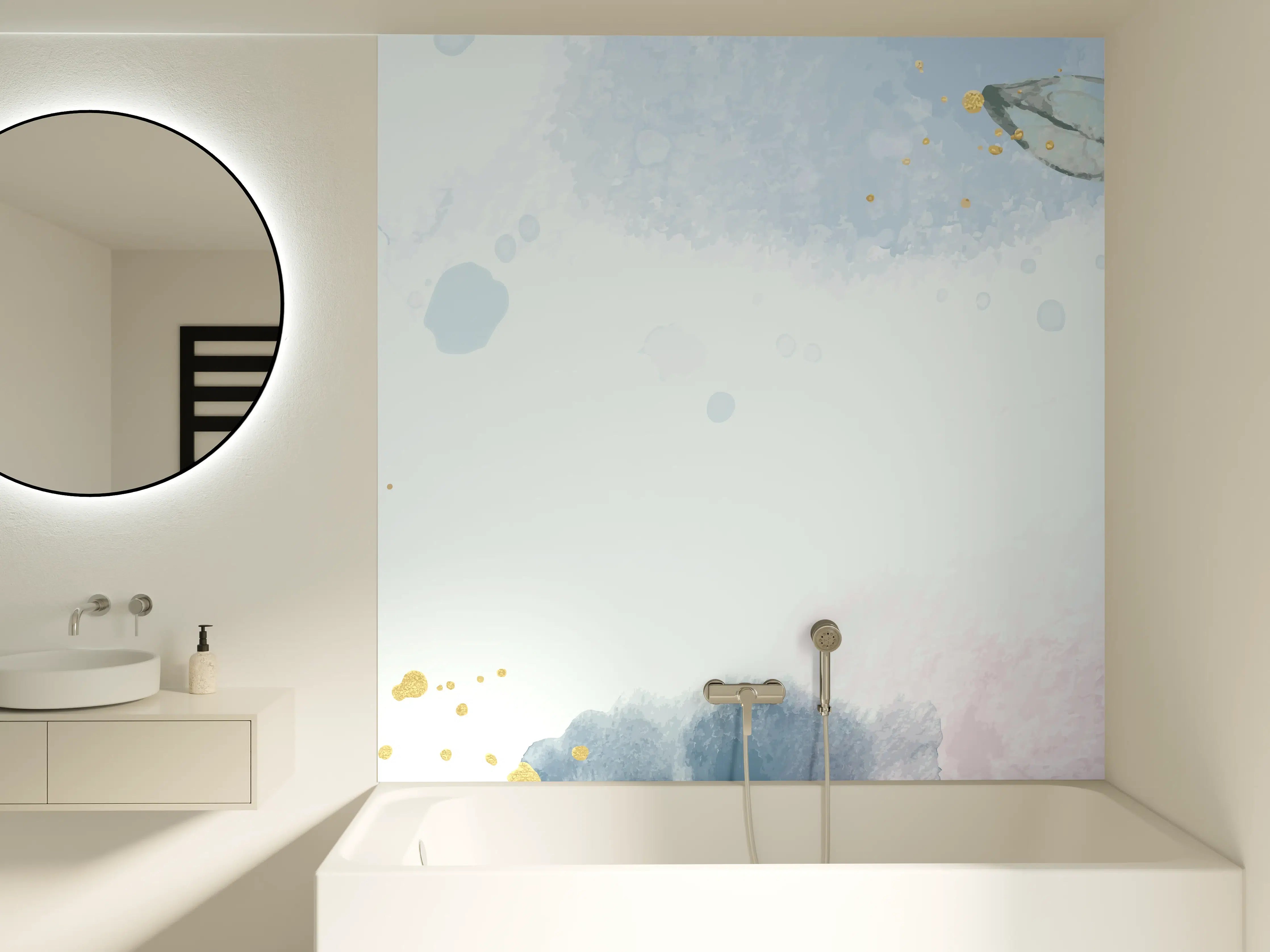 Badewannen-Rückwand - Aquarell Blüten Pastell