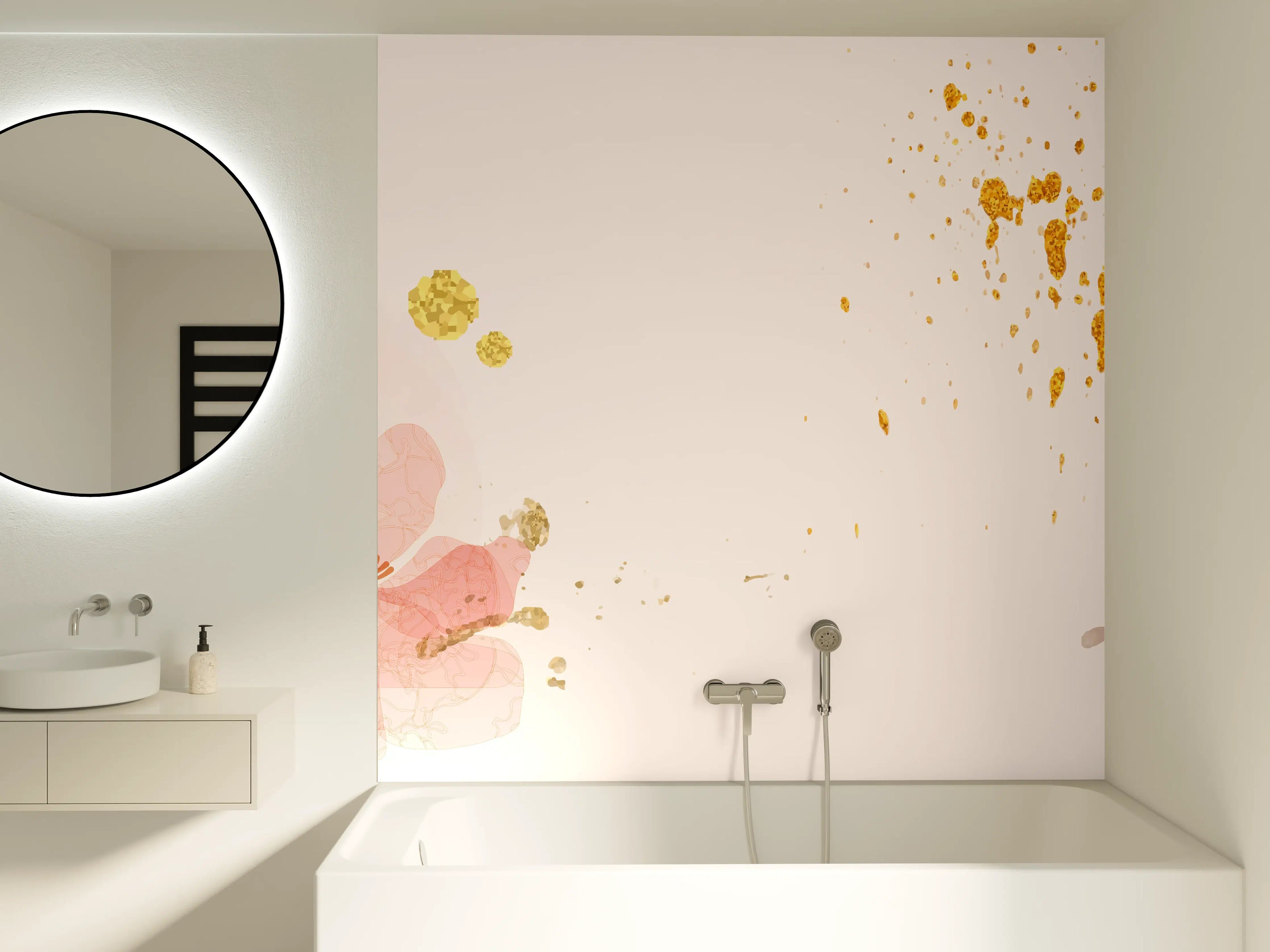 Badewannen-Rückwand - Aquarell Blumen Abstrakt