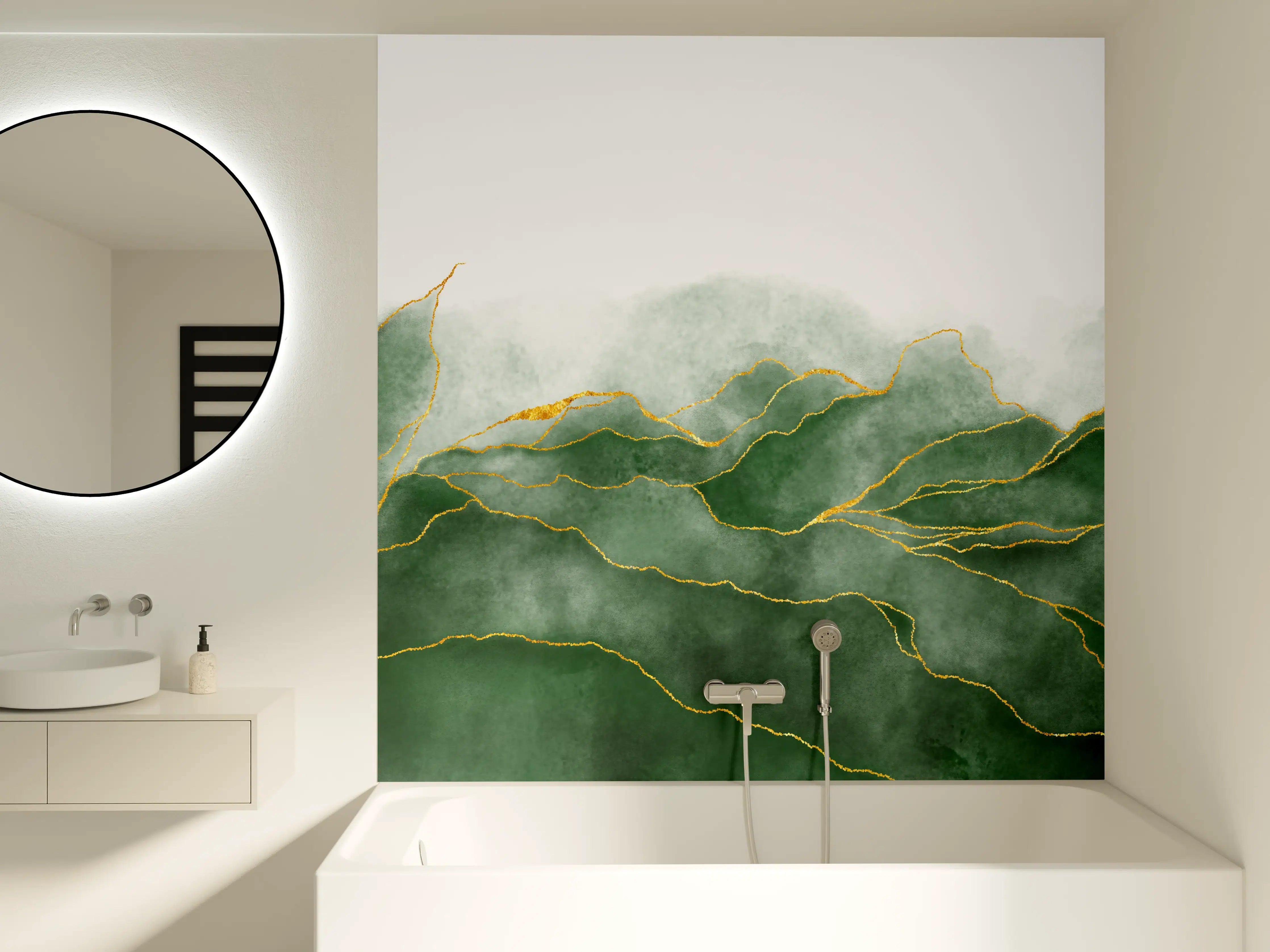 Badewannen-Rückwand - Aquarell Zeichnung - Pflanzen