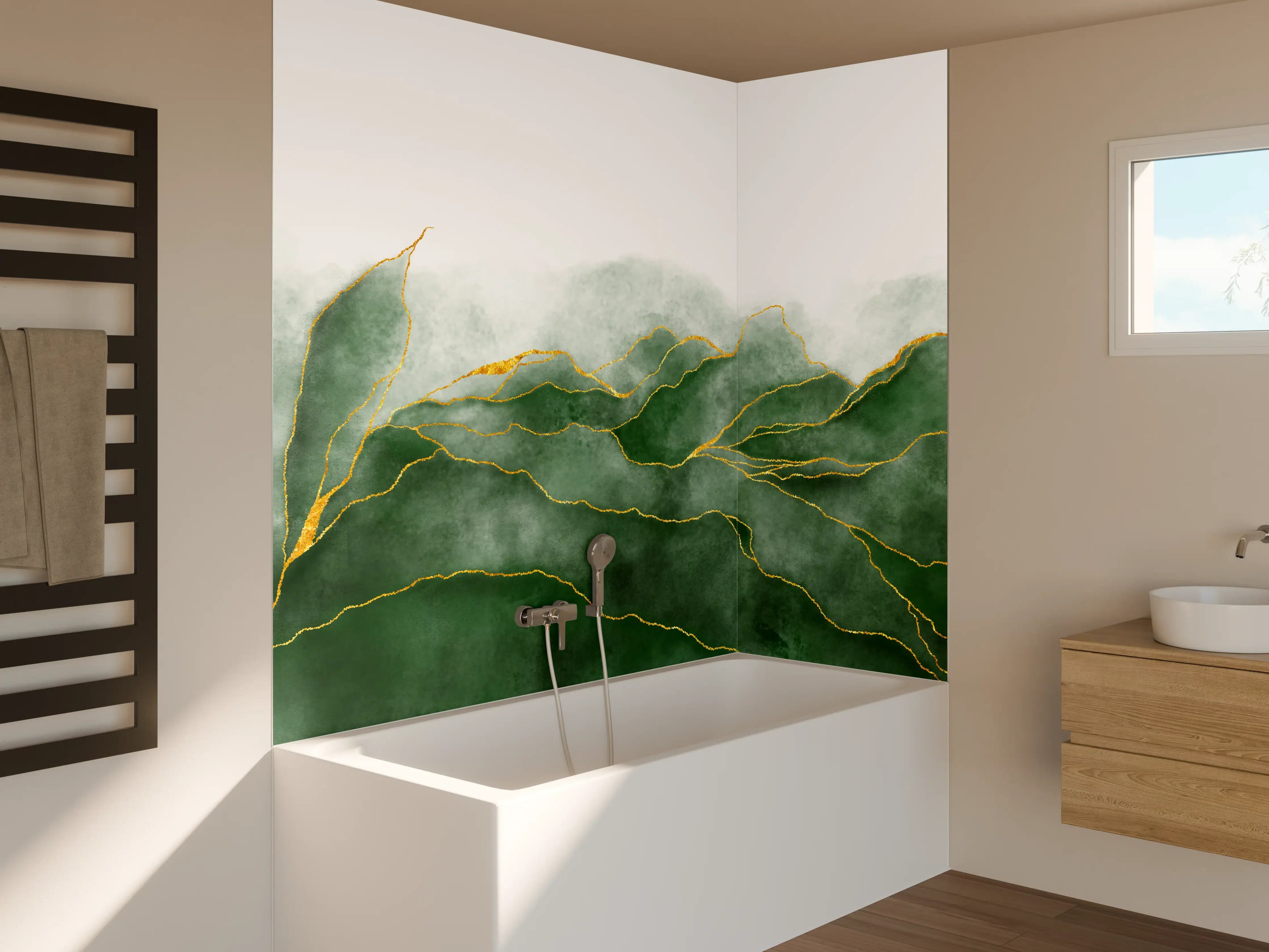 Badewannen-Rückwand - Aquarell Zeichnung - Pflanzen