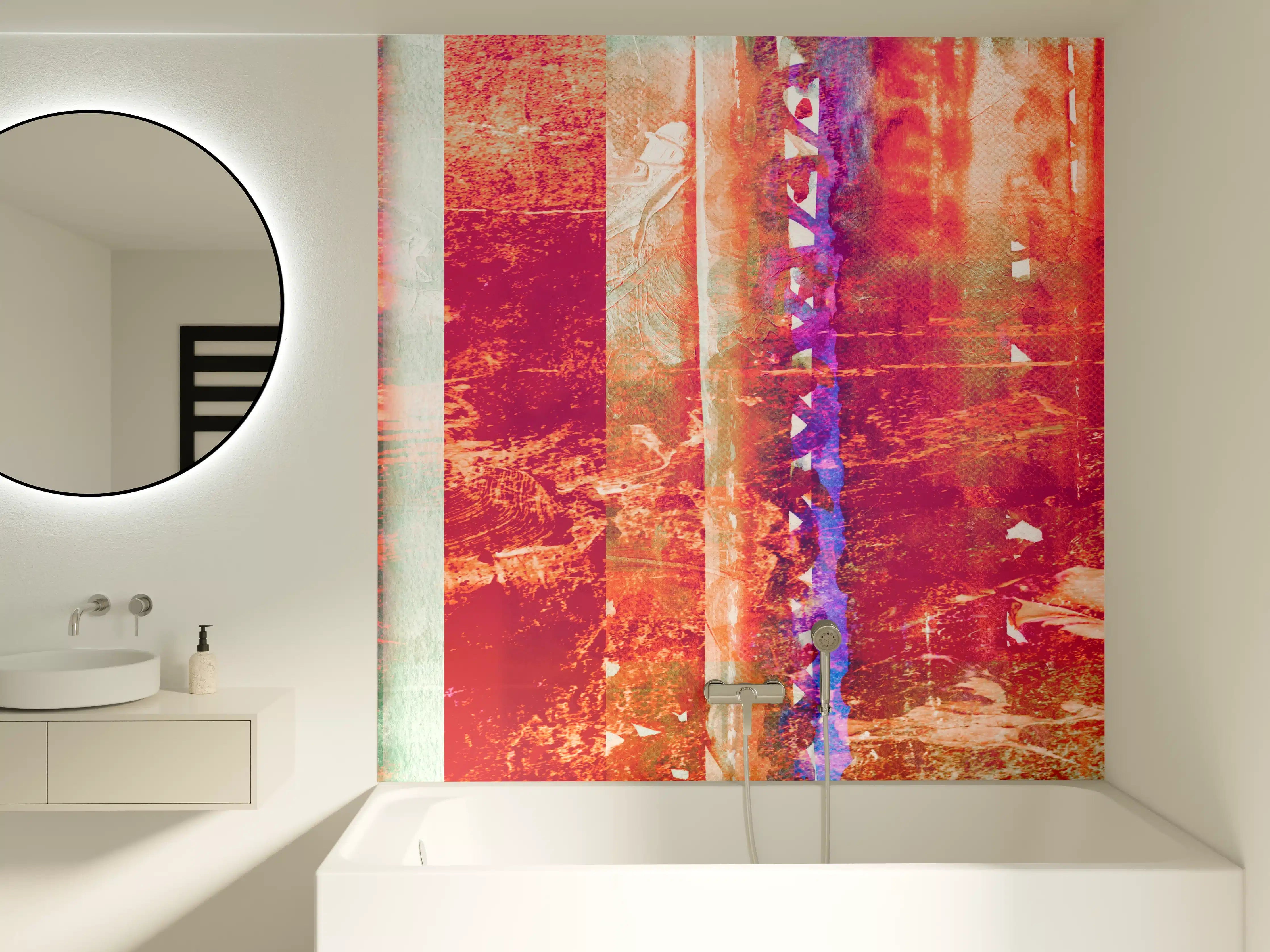Badewannen-Rückwand - Aquarell pastellfarbige Streifen