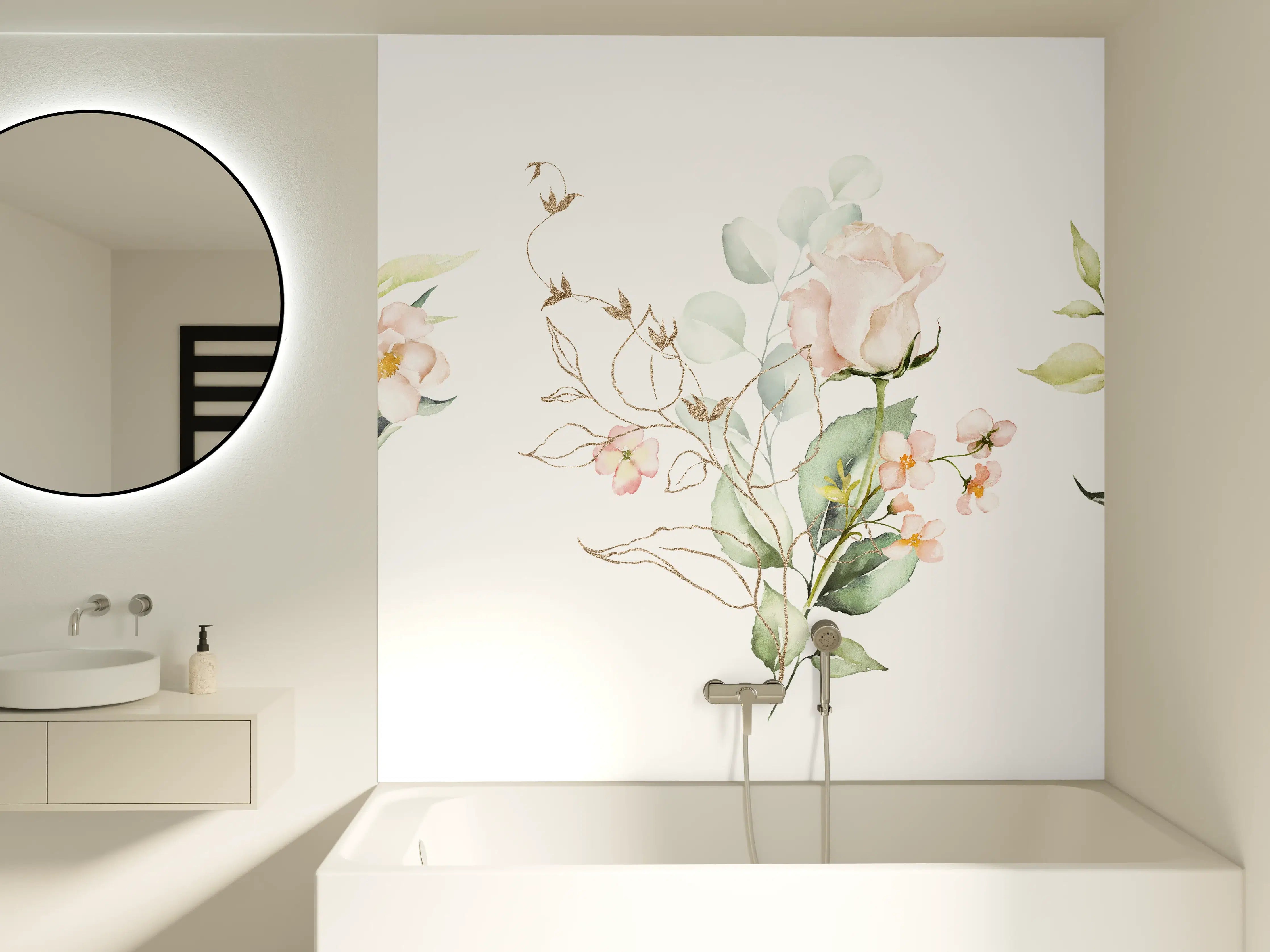 Badewannen-Rückwand - Aquarellblumen