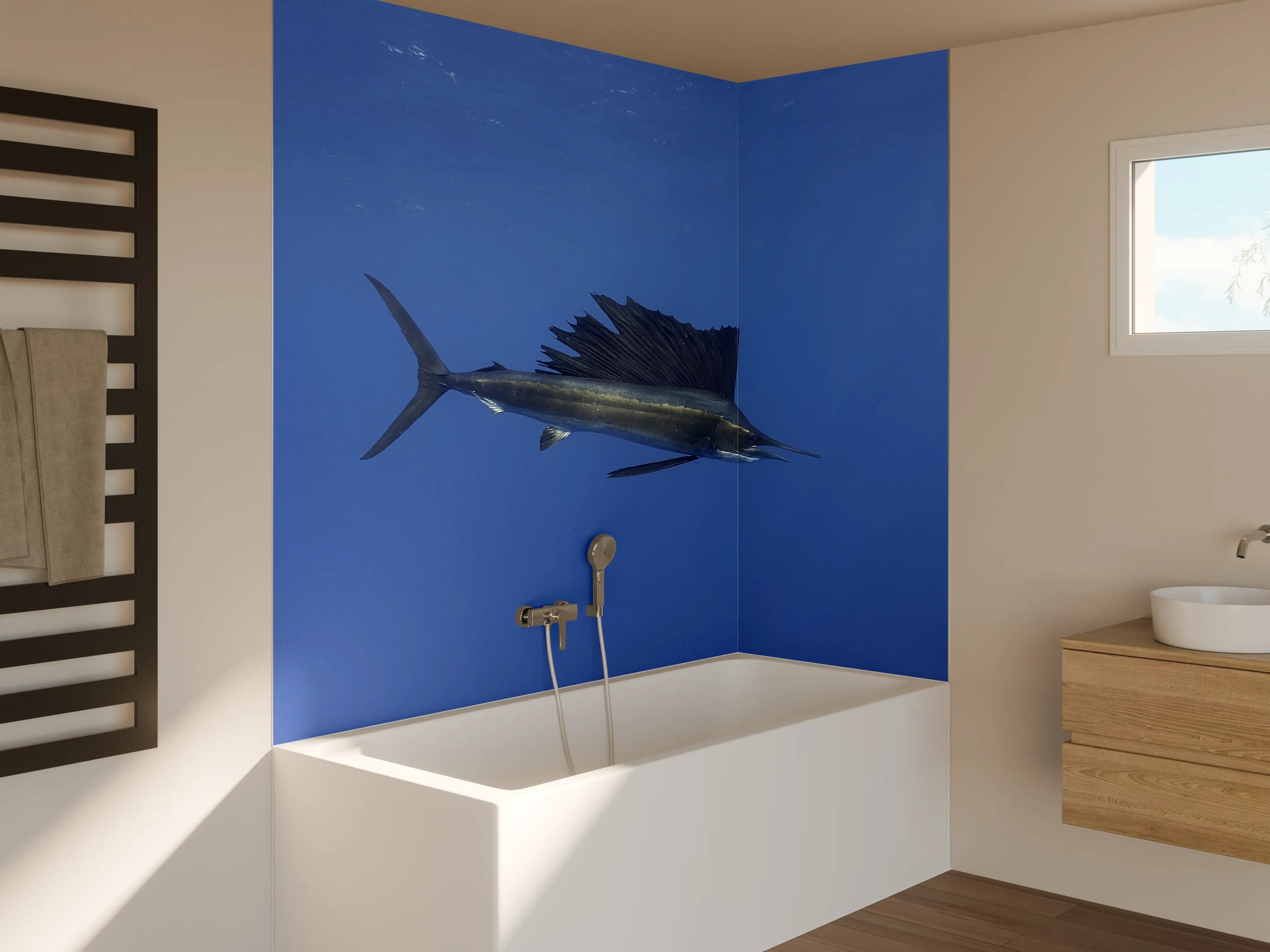 Badewannen-Rückwand - Atlantischer Segelfisch vor Küste Mexico