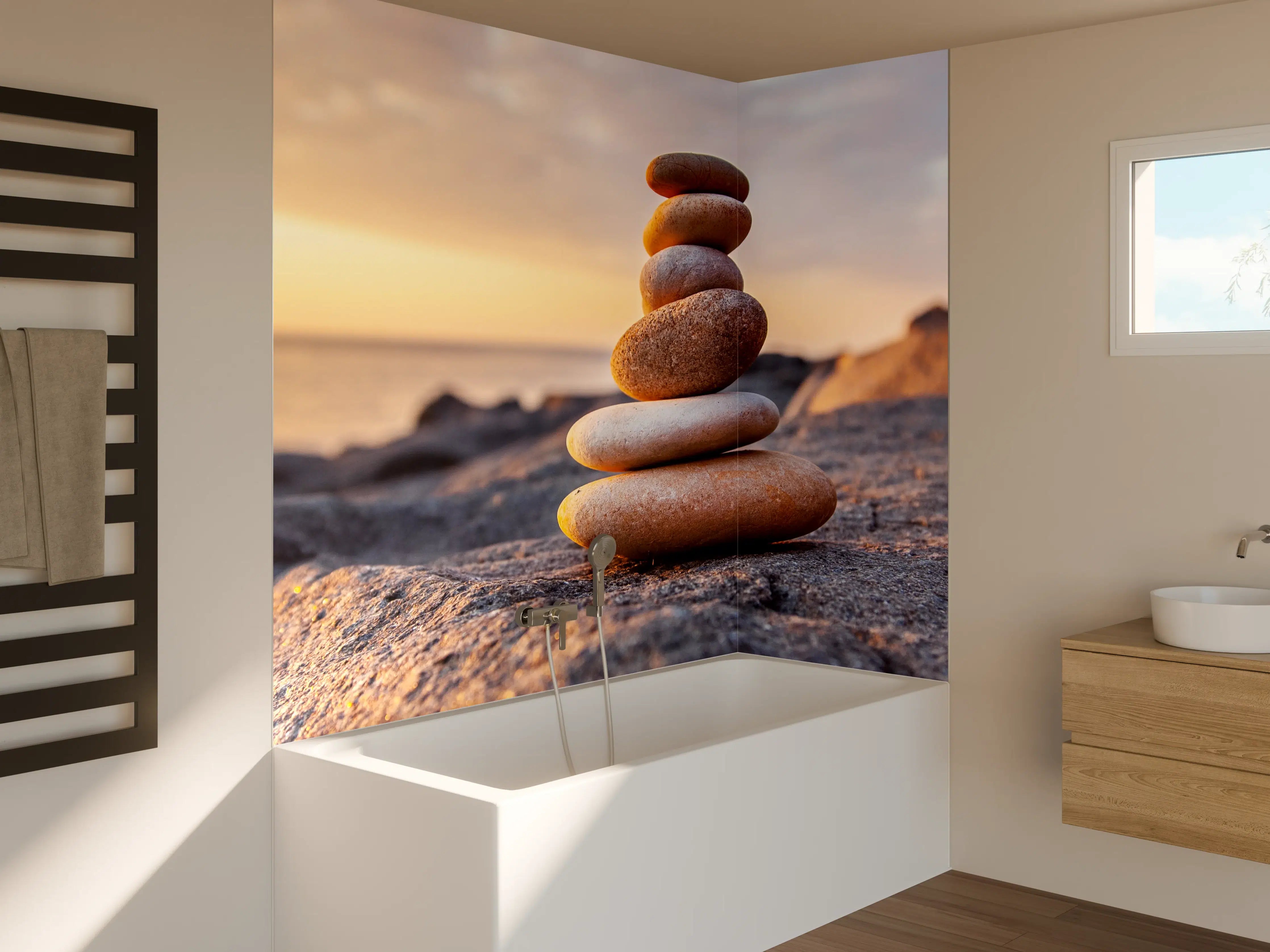 Badewannen-Rückwand - Ausgeglichenheit am Strand bei Sonnenuntergang