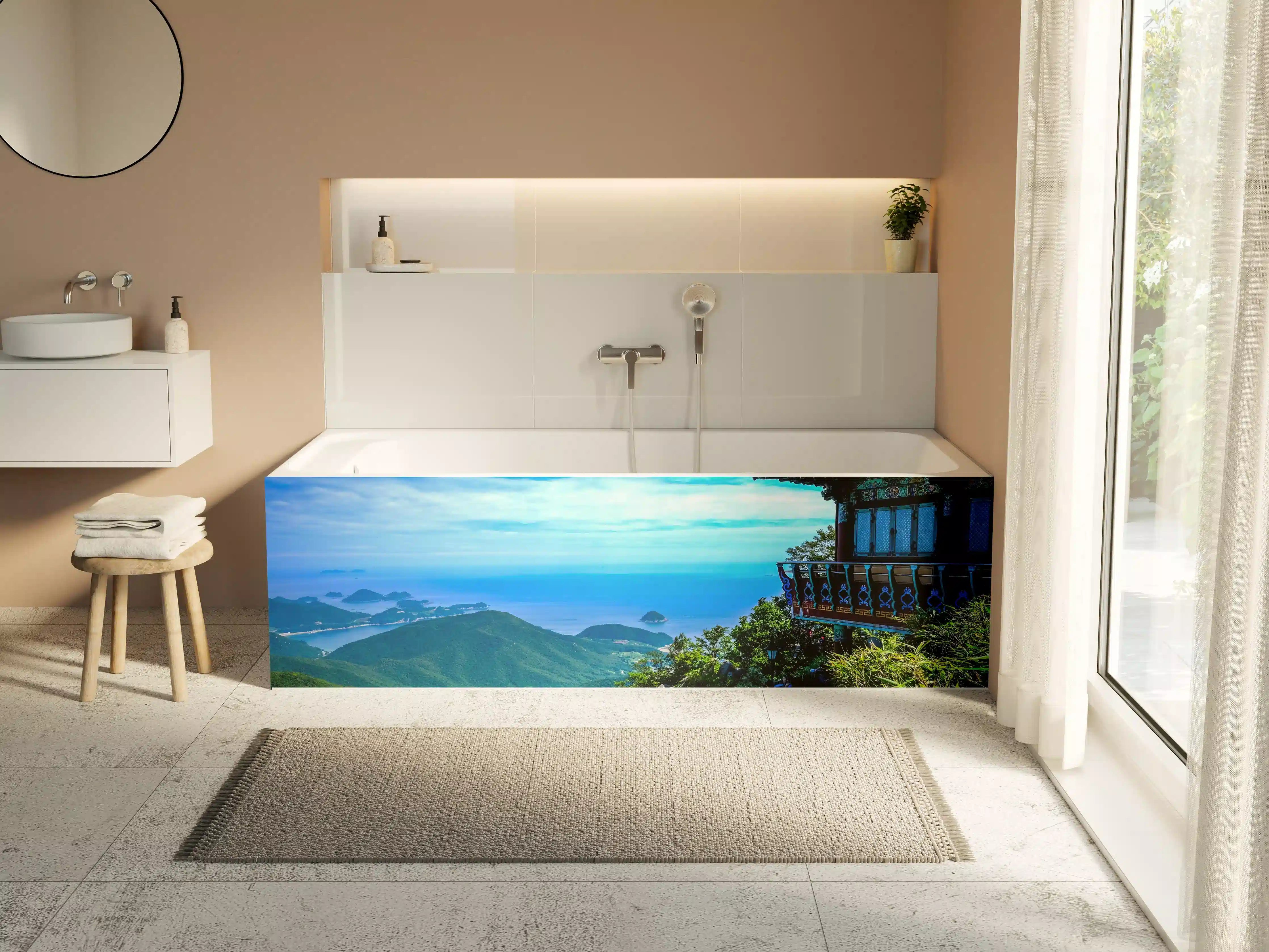 Badewannen-Rückwand - Aussicht eines Berges in Südkorea