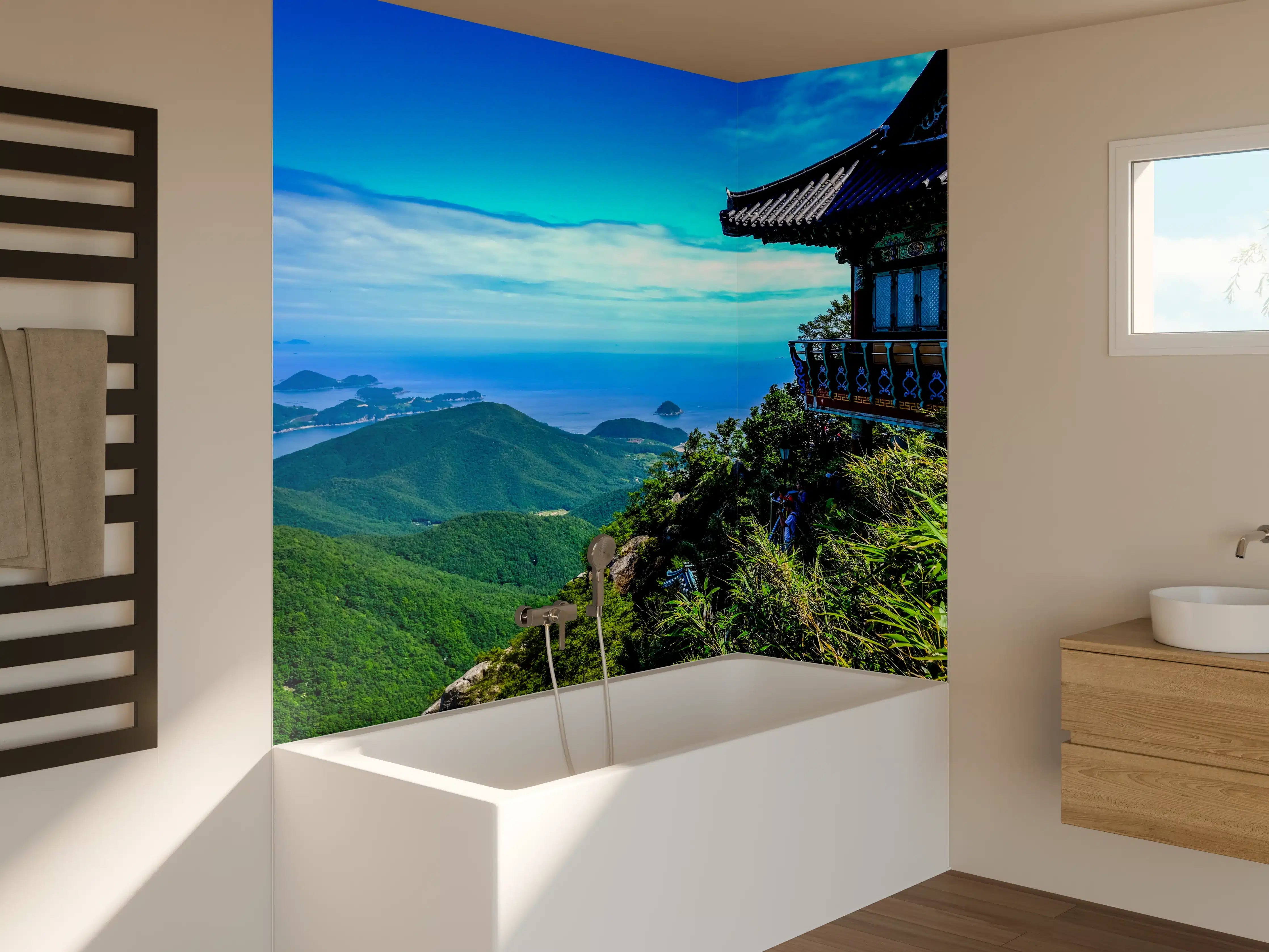 Badewannen-Rückwand - Aussicht eines Berges in Südkorea
