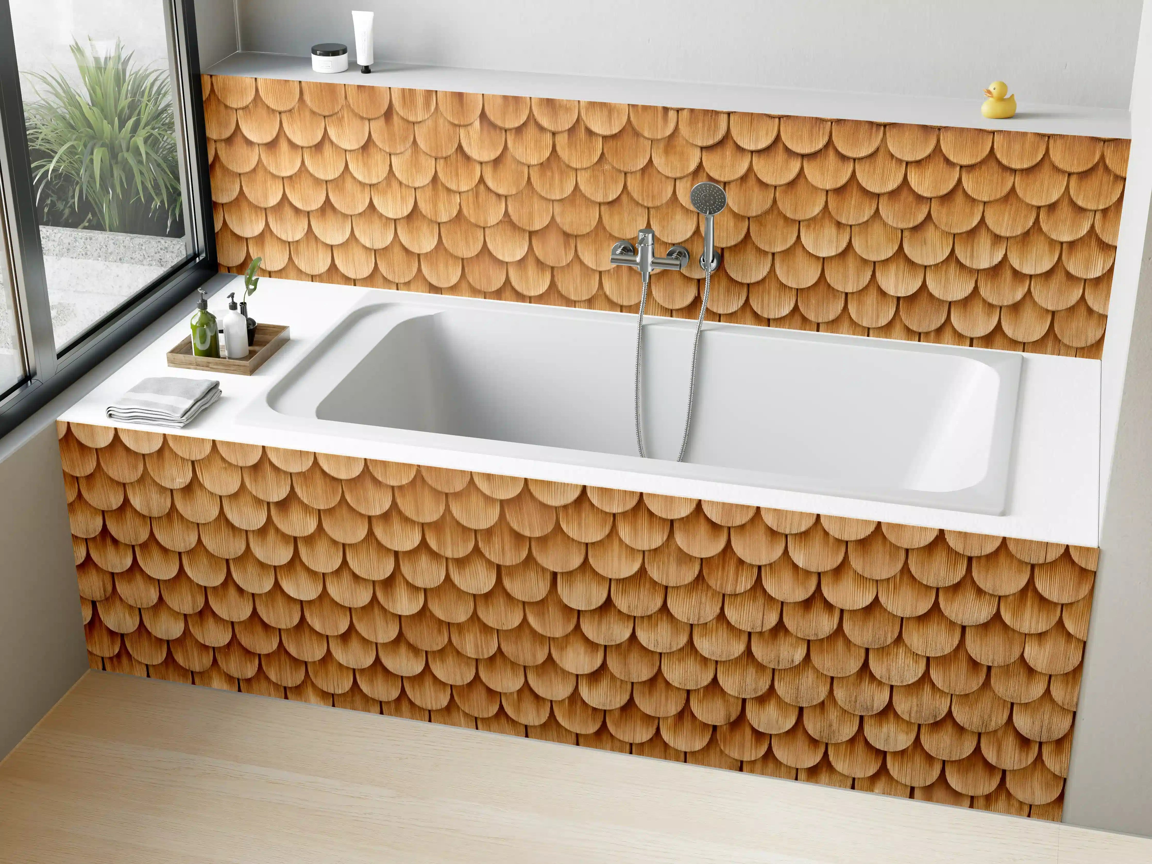 Badewannen-Rückwand - Bayrische Holzschindeln