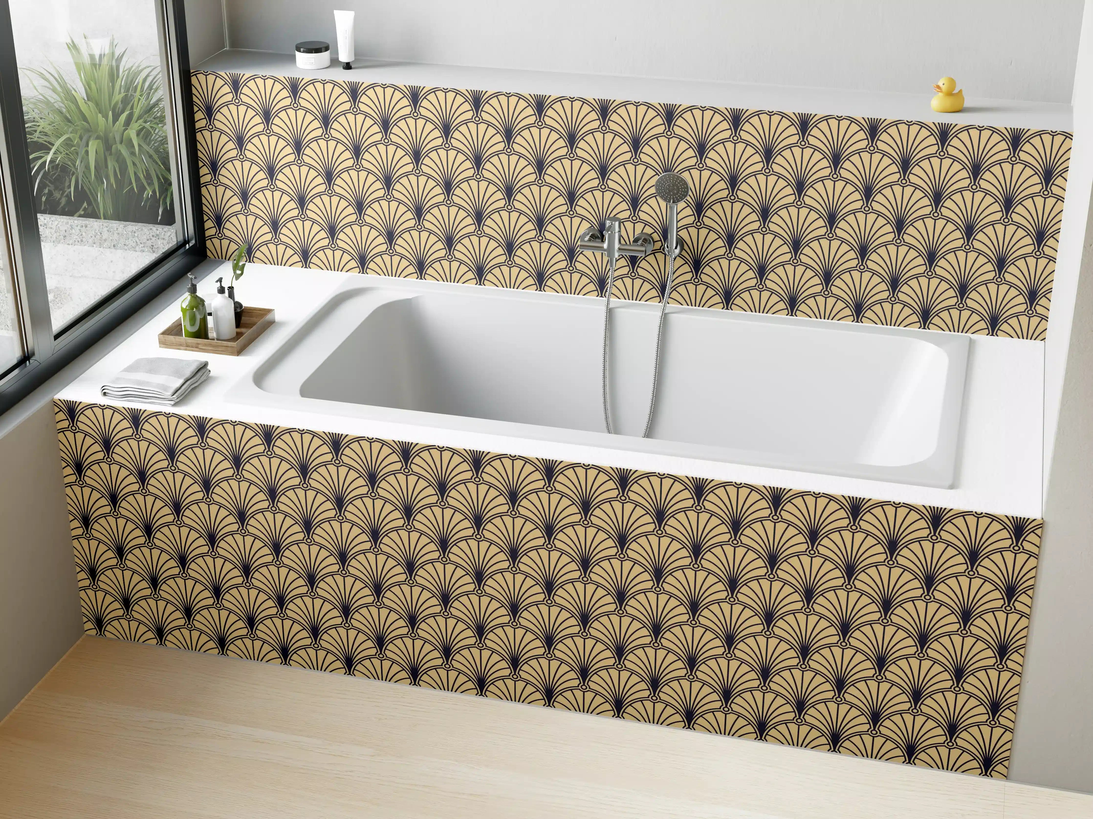 Badewannen-Rückwand - Beige Braune Webstruktur