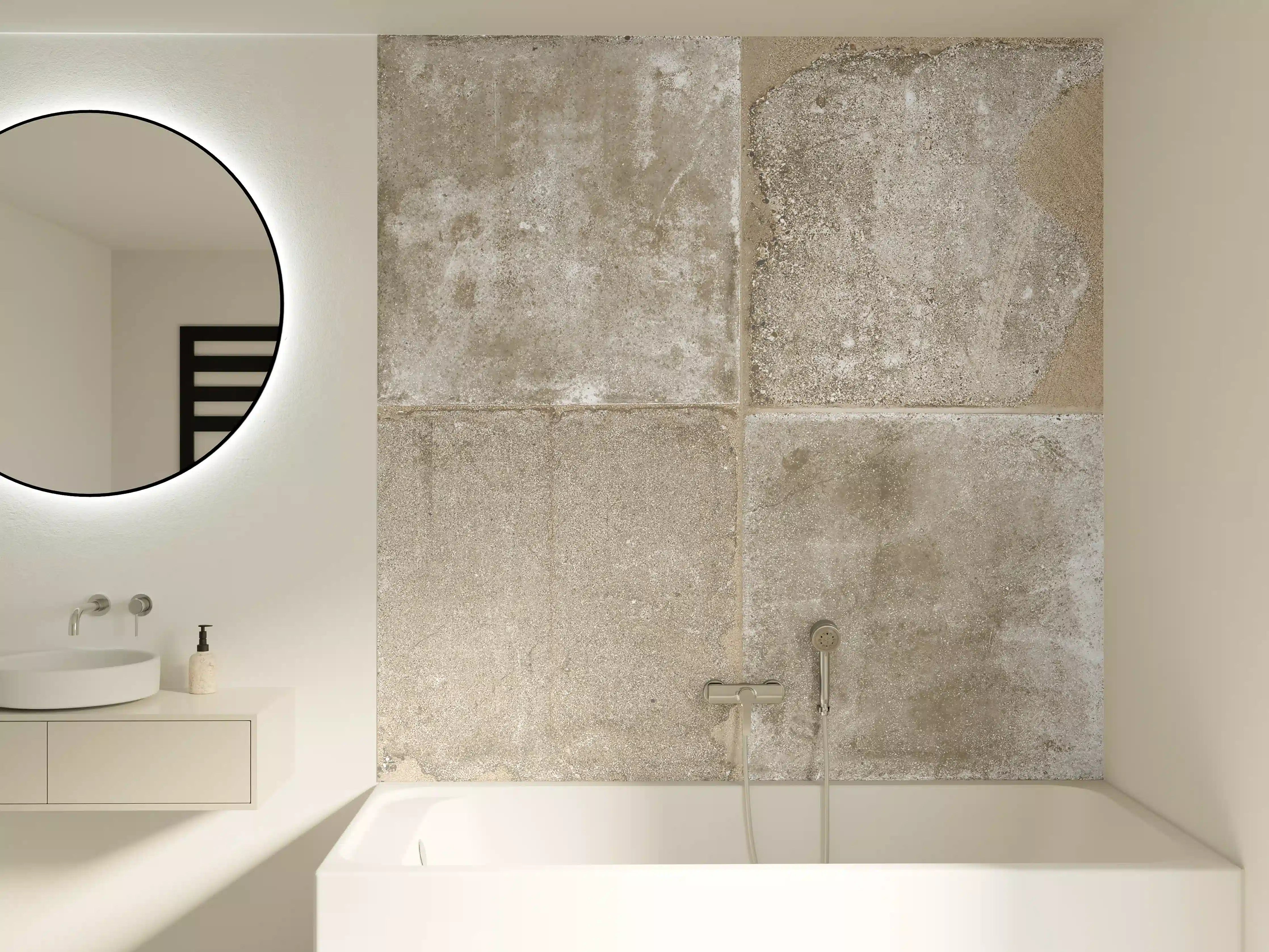 Badewannen-Rückwand - Beige Grau Steinwand-Textur