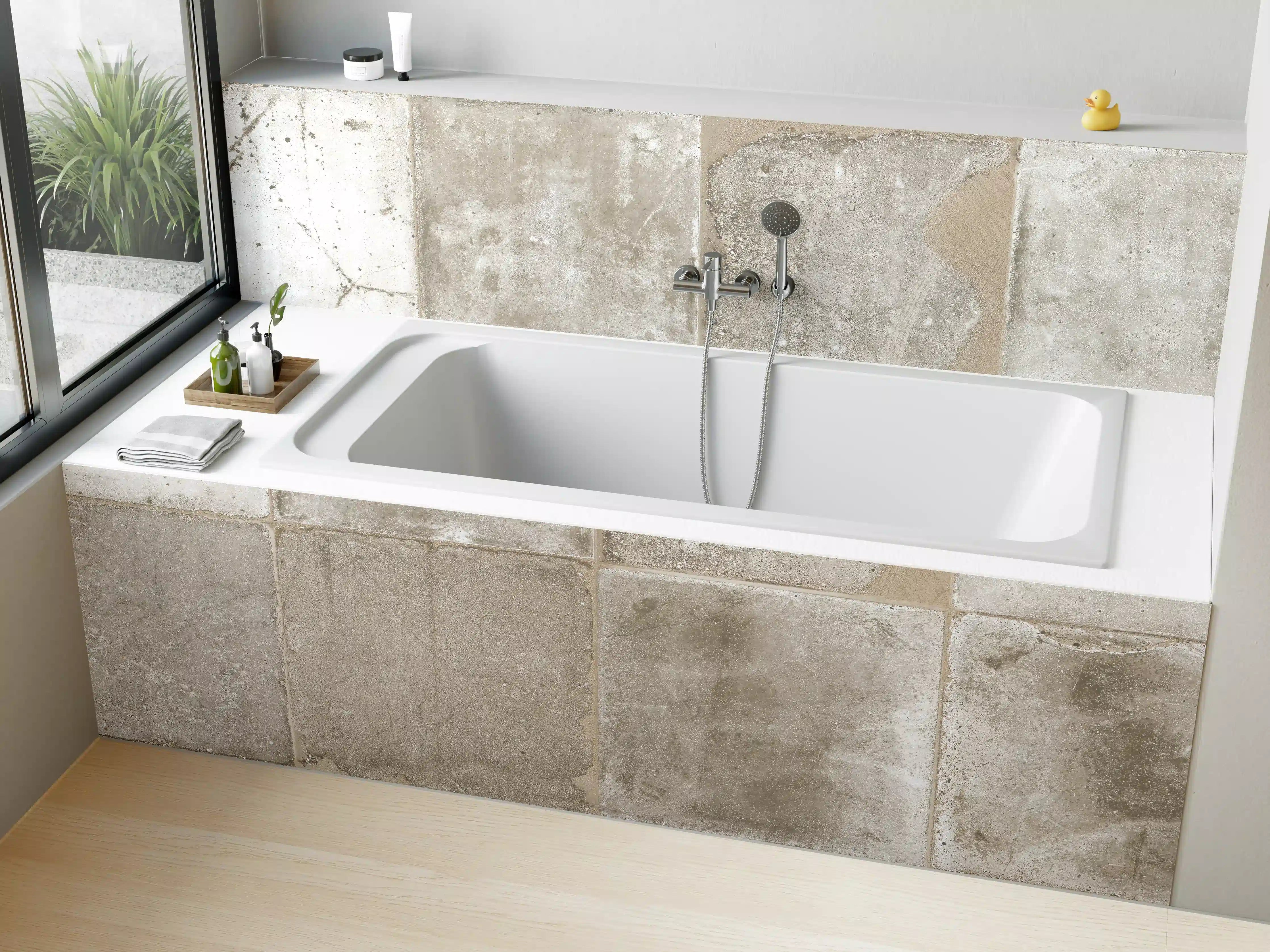 Badewannen-Rückwand - Beige Grau Steinwand-Textur