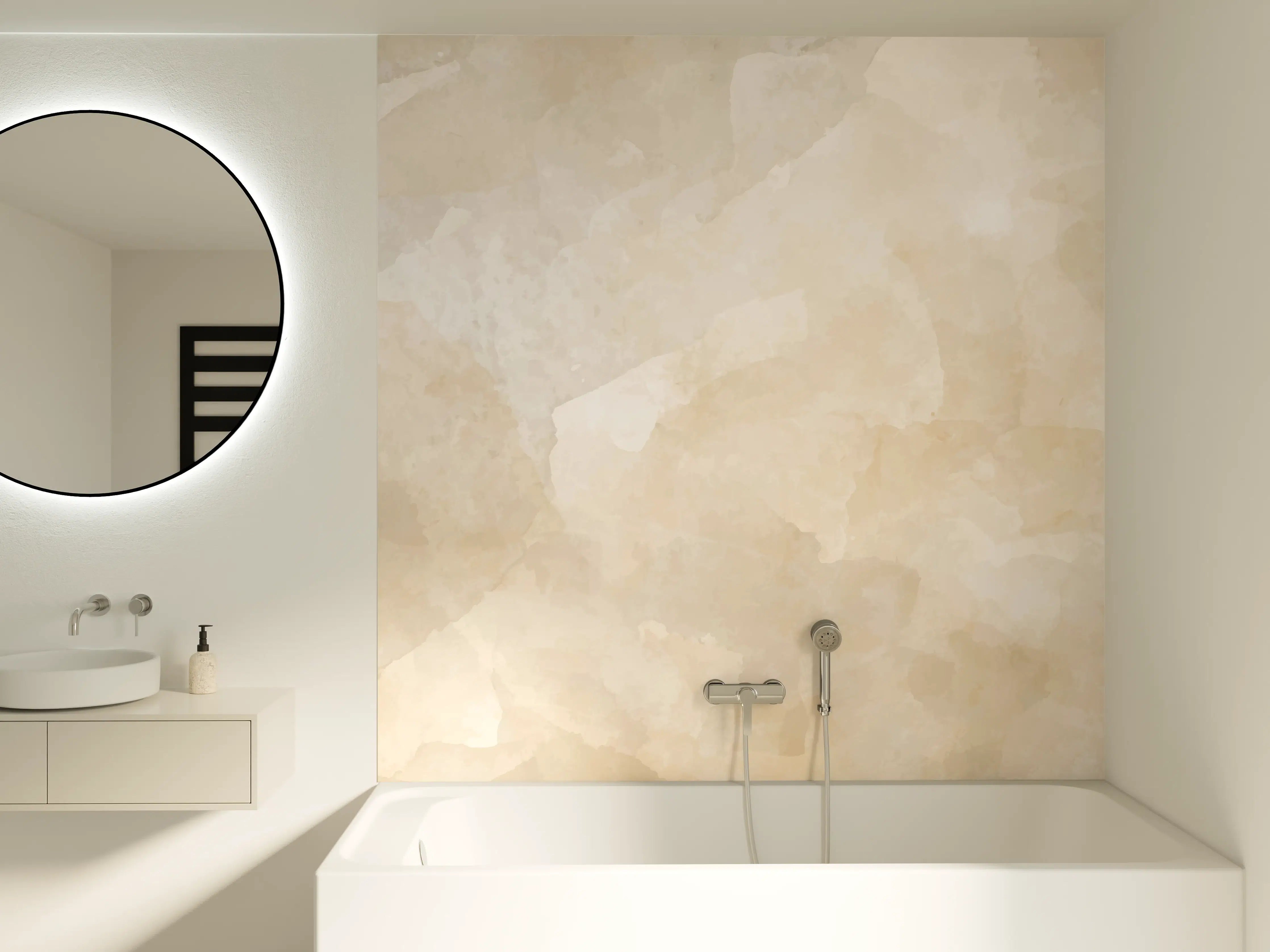 Badewannen-Rückwand - Beige-Graue Edelstein-Optik