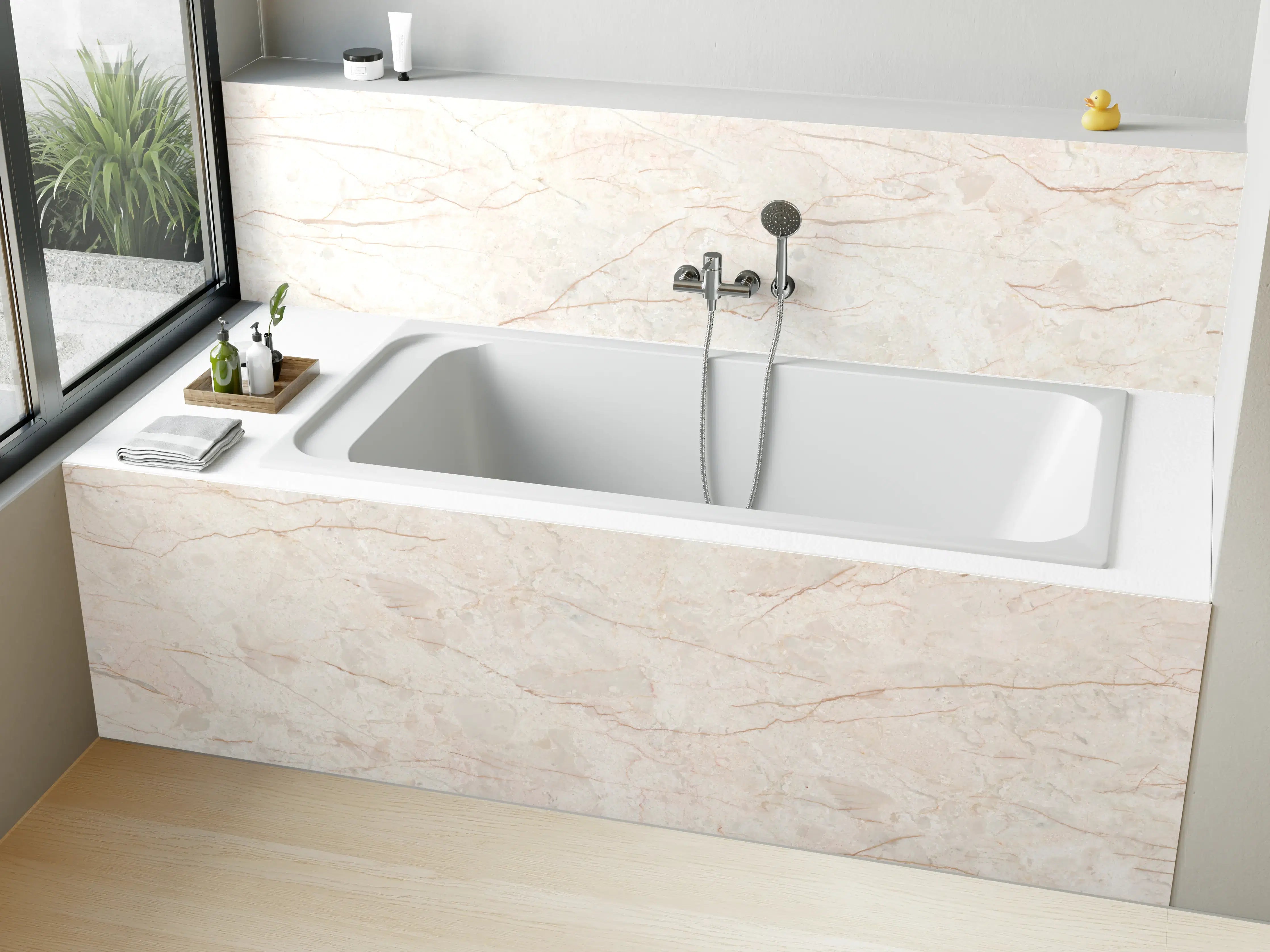 Badewannen-Rückwand - Beige Marmor Hintergrund