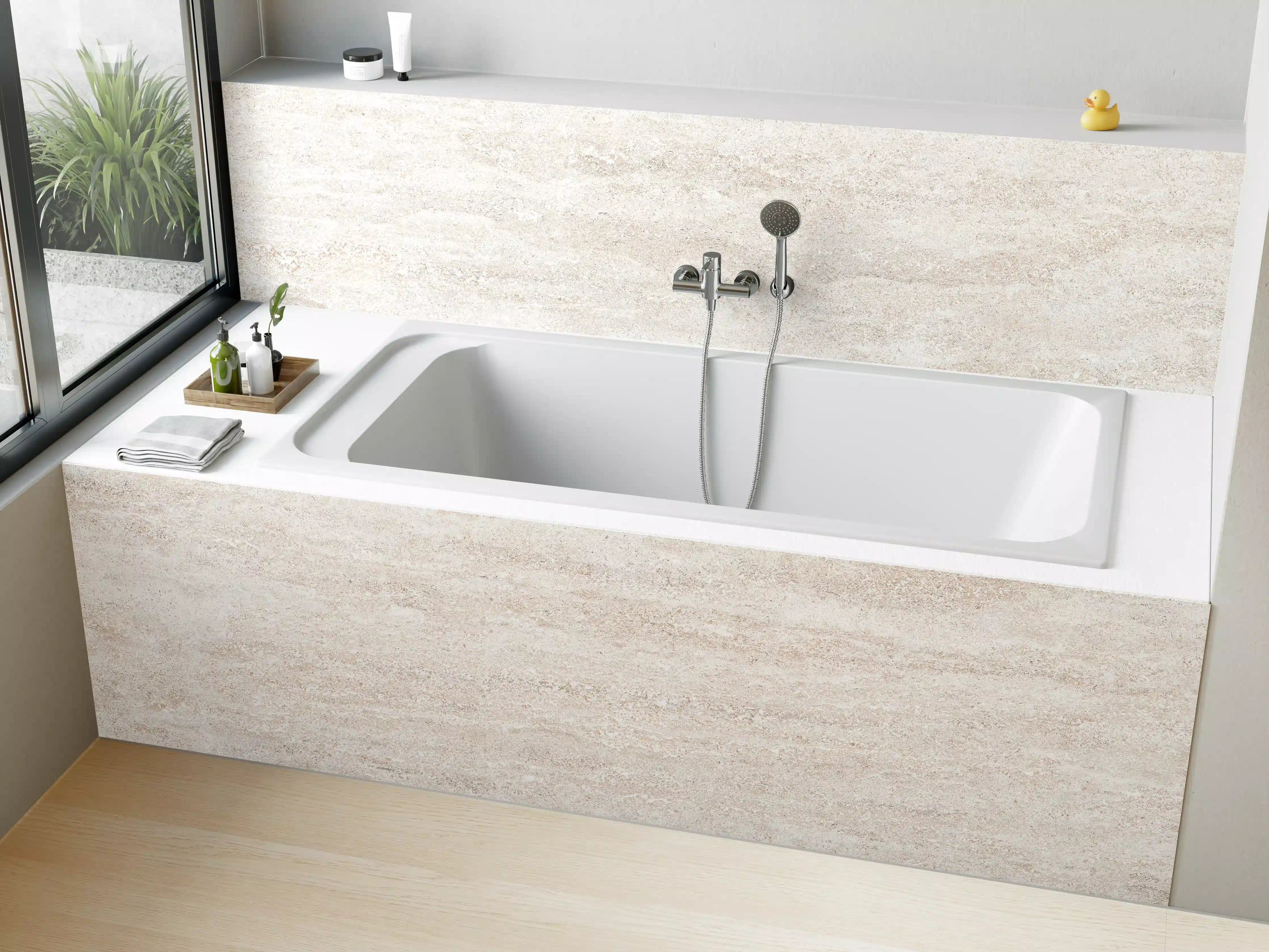 Badewannen-Rückwand - Beige Marmor Textur