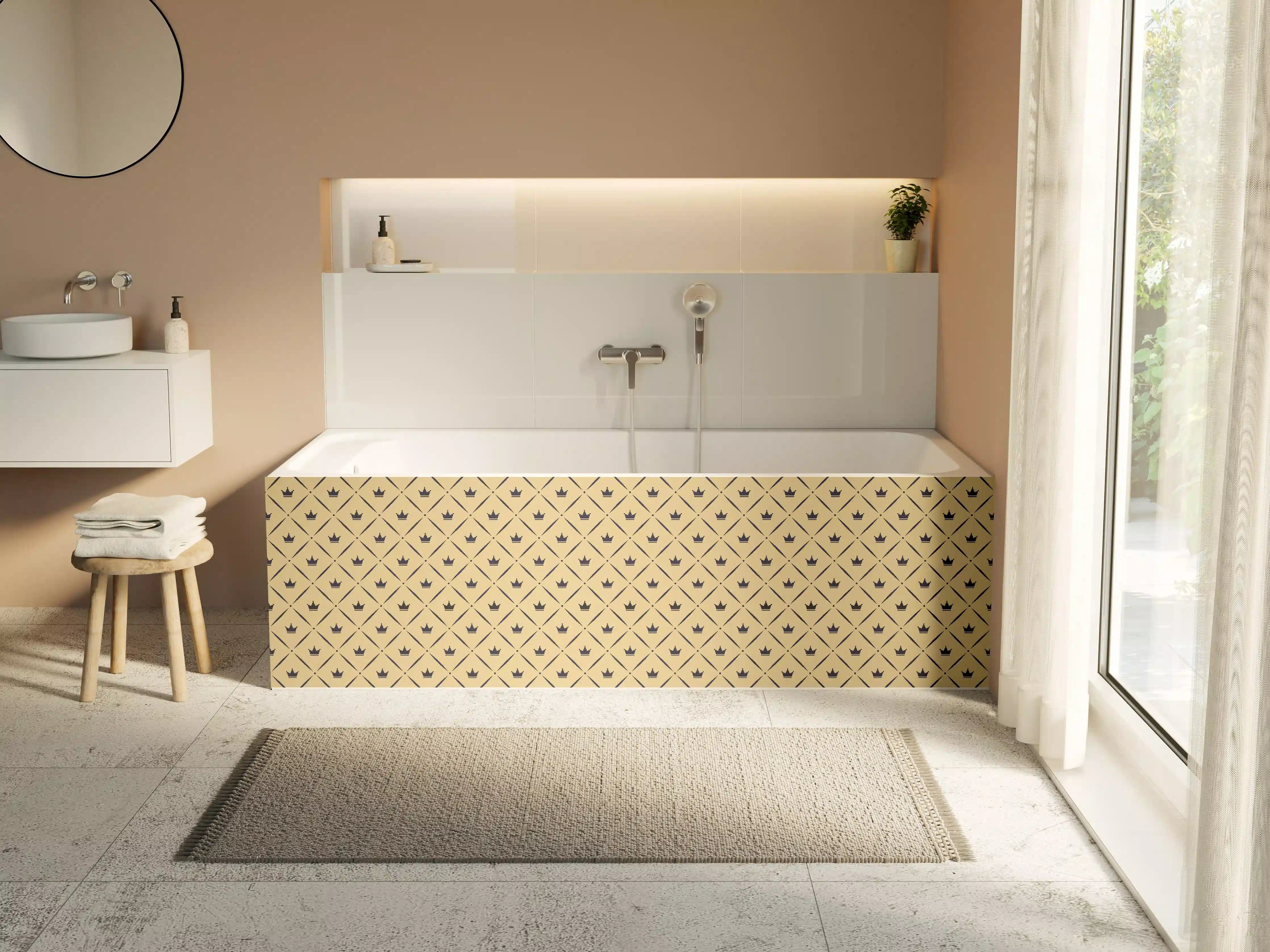 Badewannen-Rückwand - Beige Muster Textiloptik