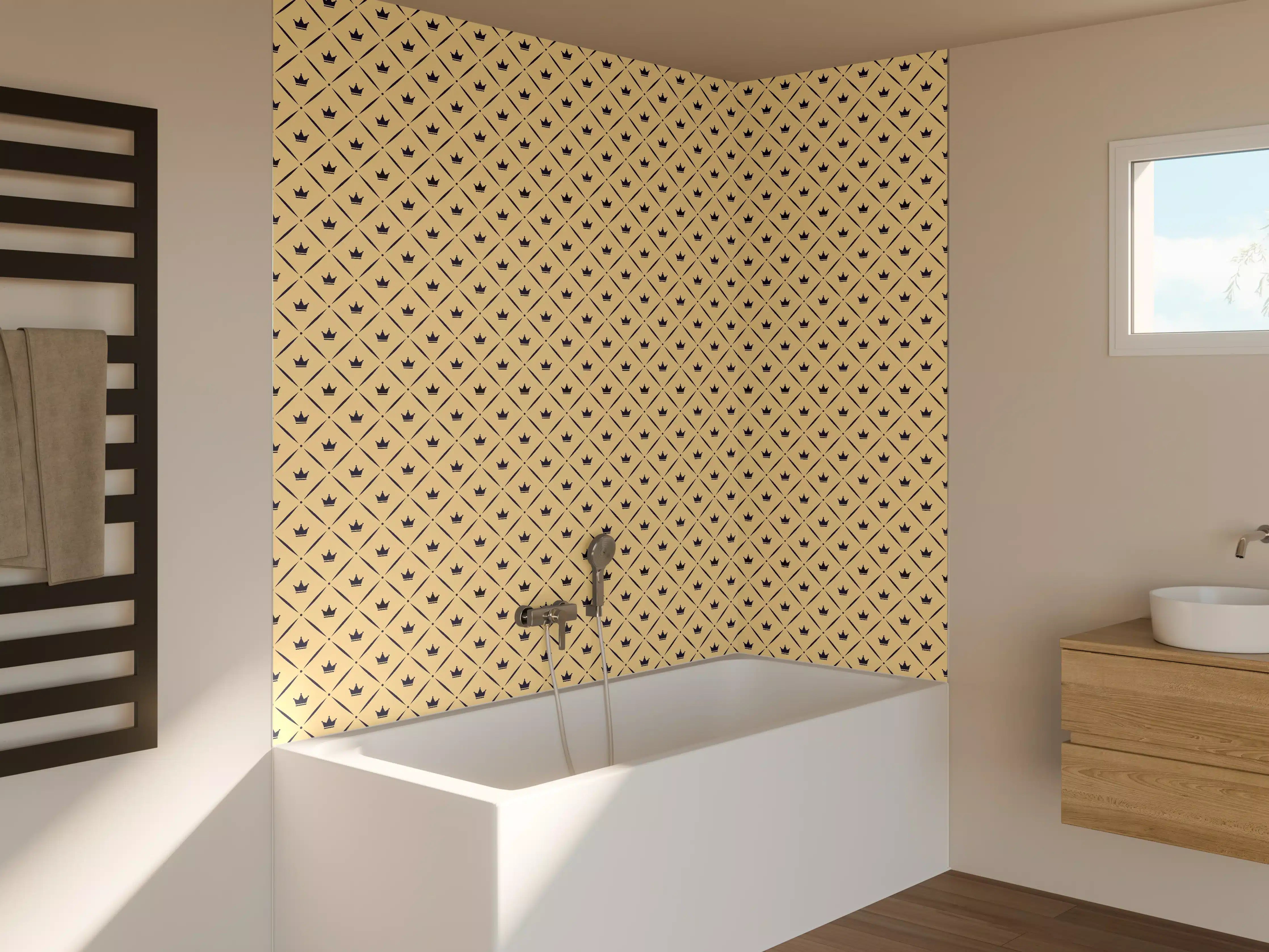 Badewannen-Rückwand - Beige Muster Textiloptik