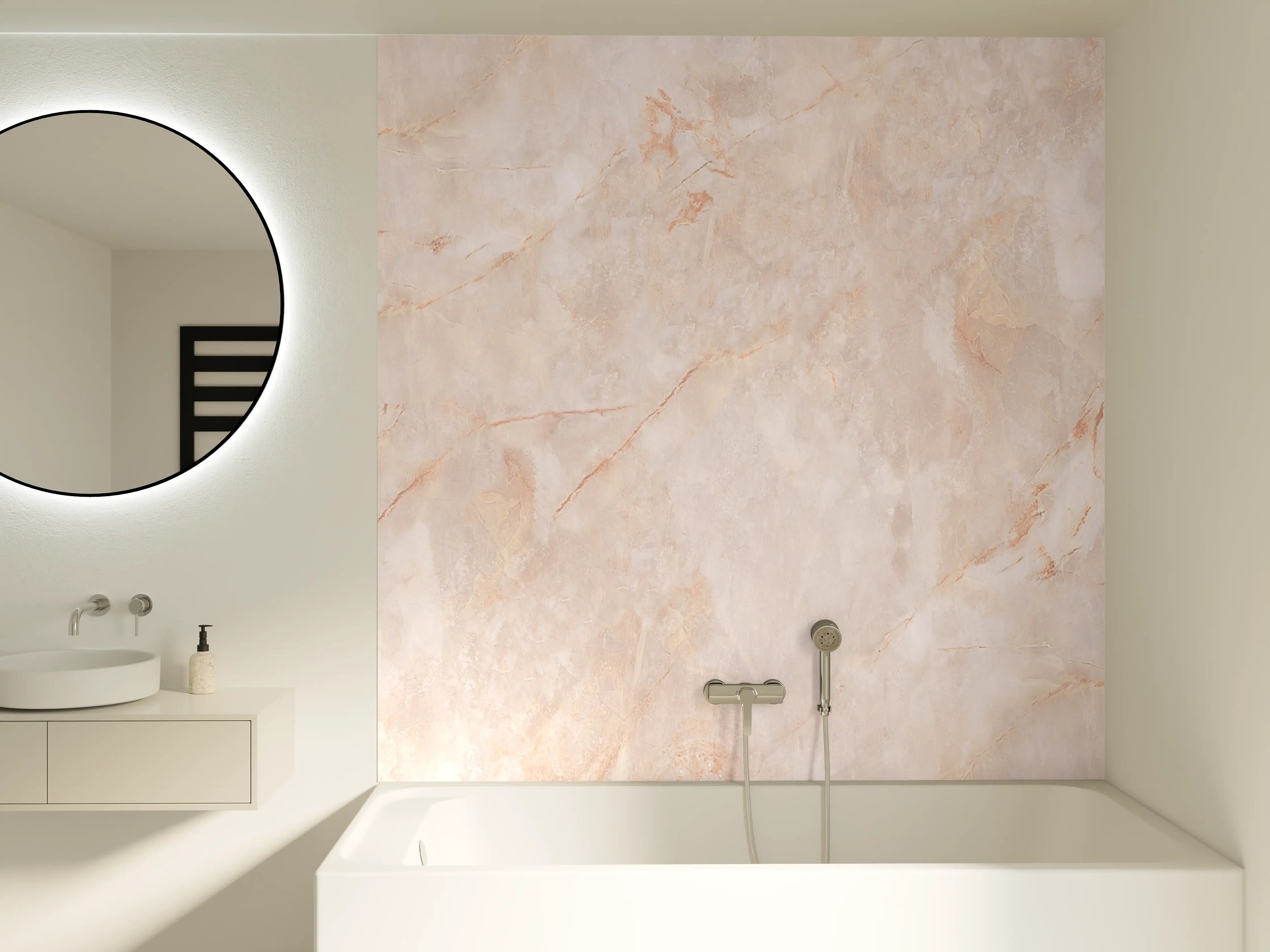 Badewannen-Rückwand - Beige-Rosa Marmorstein