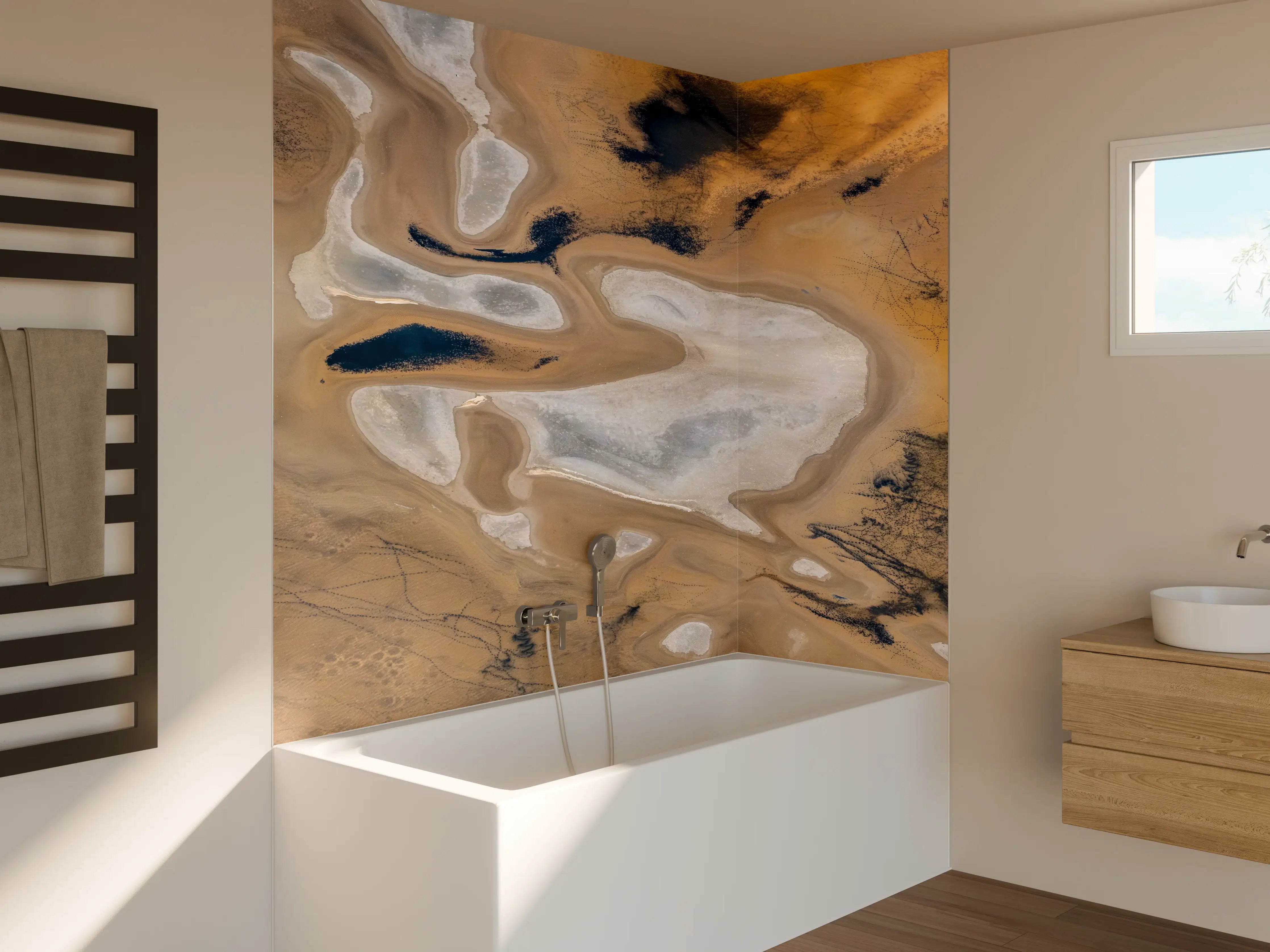 Badewannen-Rückwand - Beige Sand Abstraktion