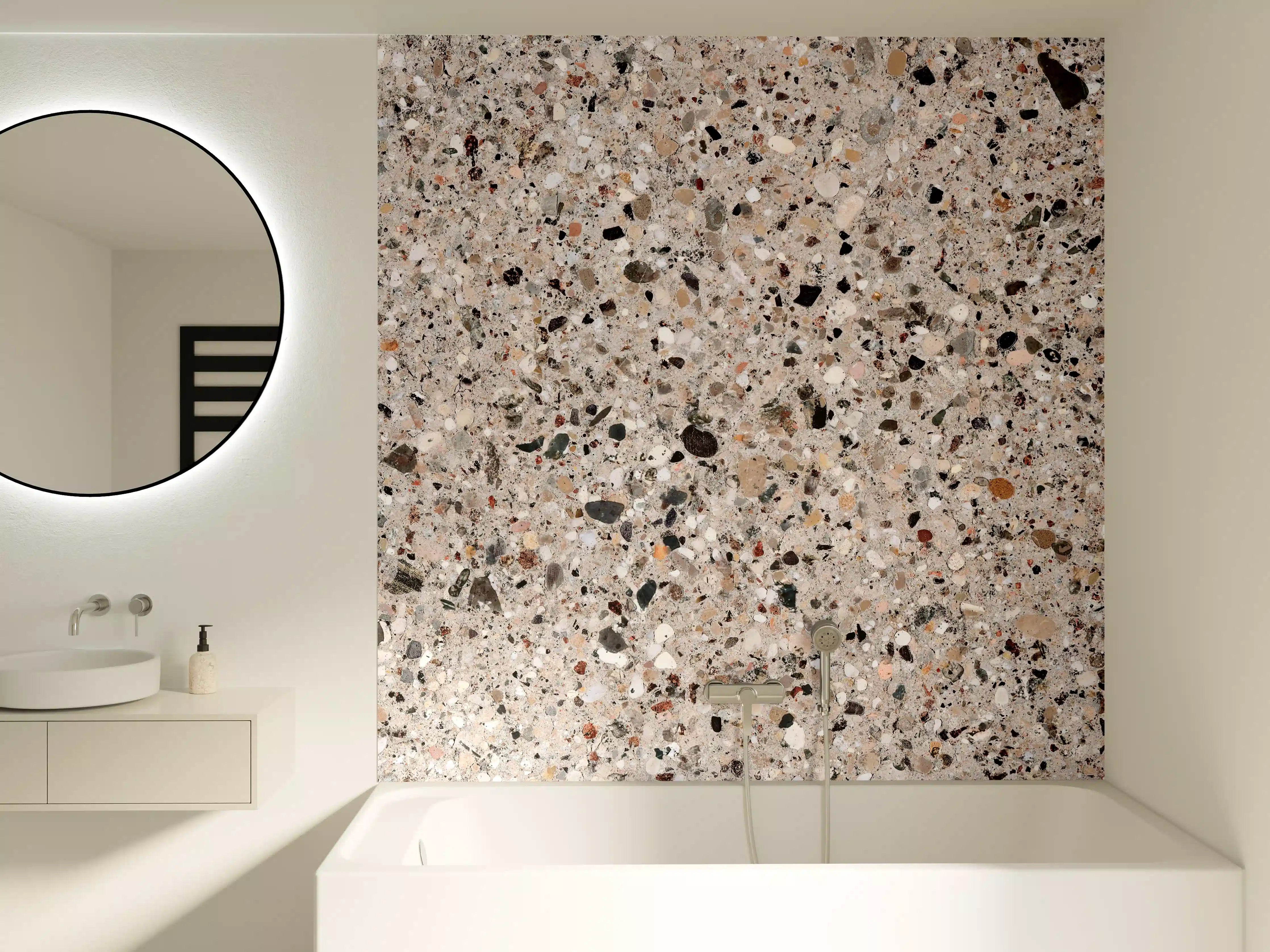 Badewannen-Rückwand - Beige Steinterrazzo Textur
