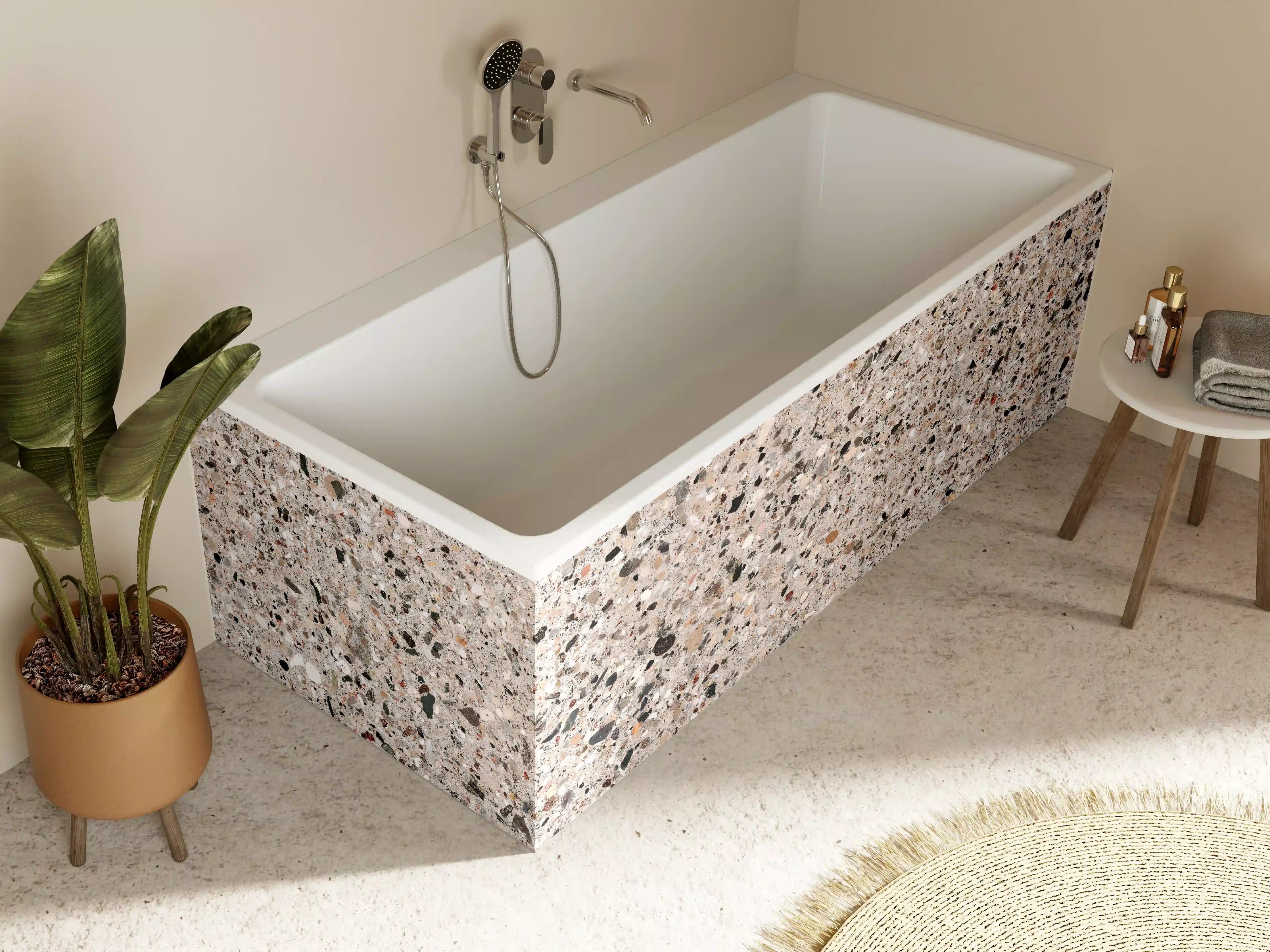 Badewannen-Rückwand - Beige Steinterrazzo Textur