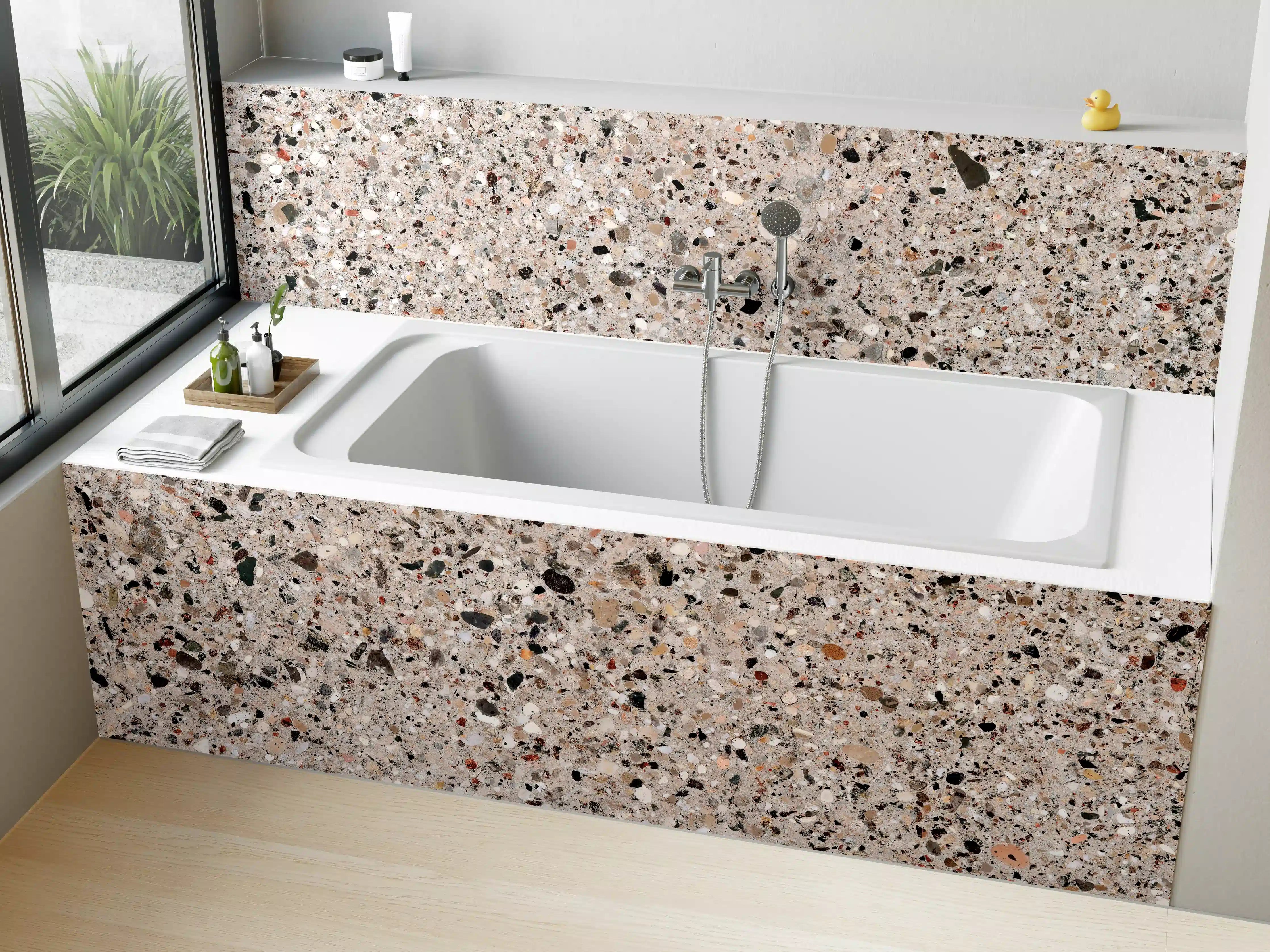 Badewannen-Rückwand - Beige Steinterrazzo Textur