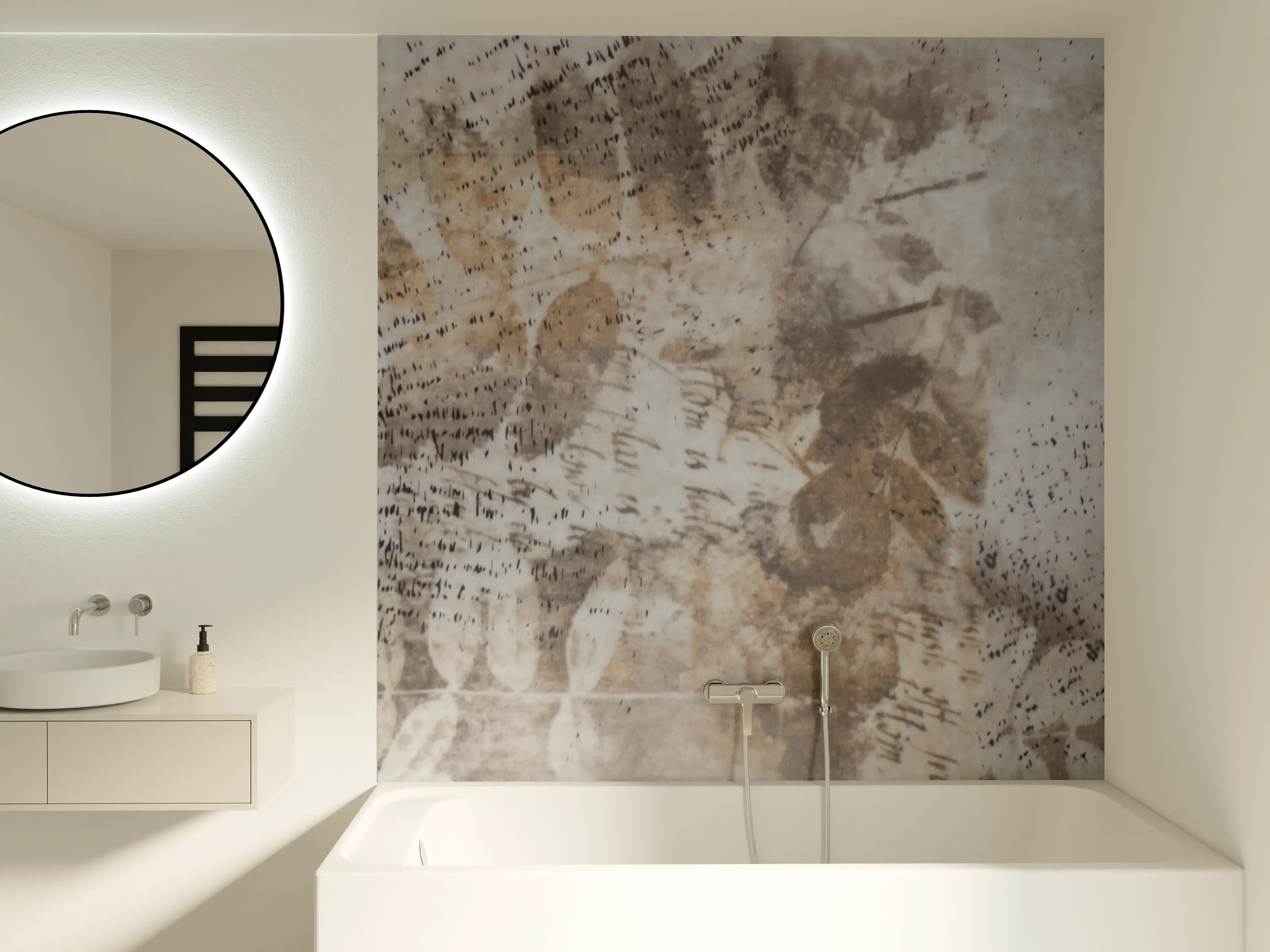 Badewannen-Rückwand - Beige und Braun Steineffekt mit Textur