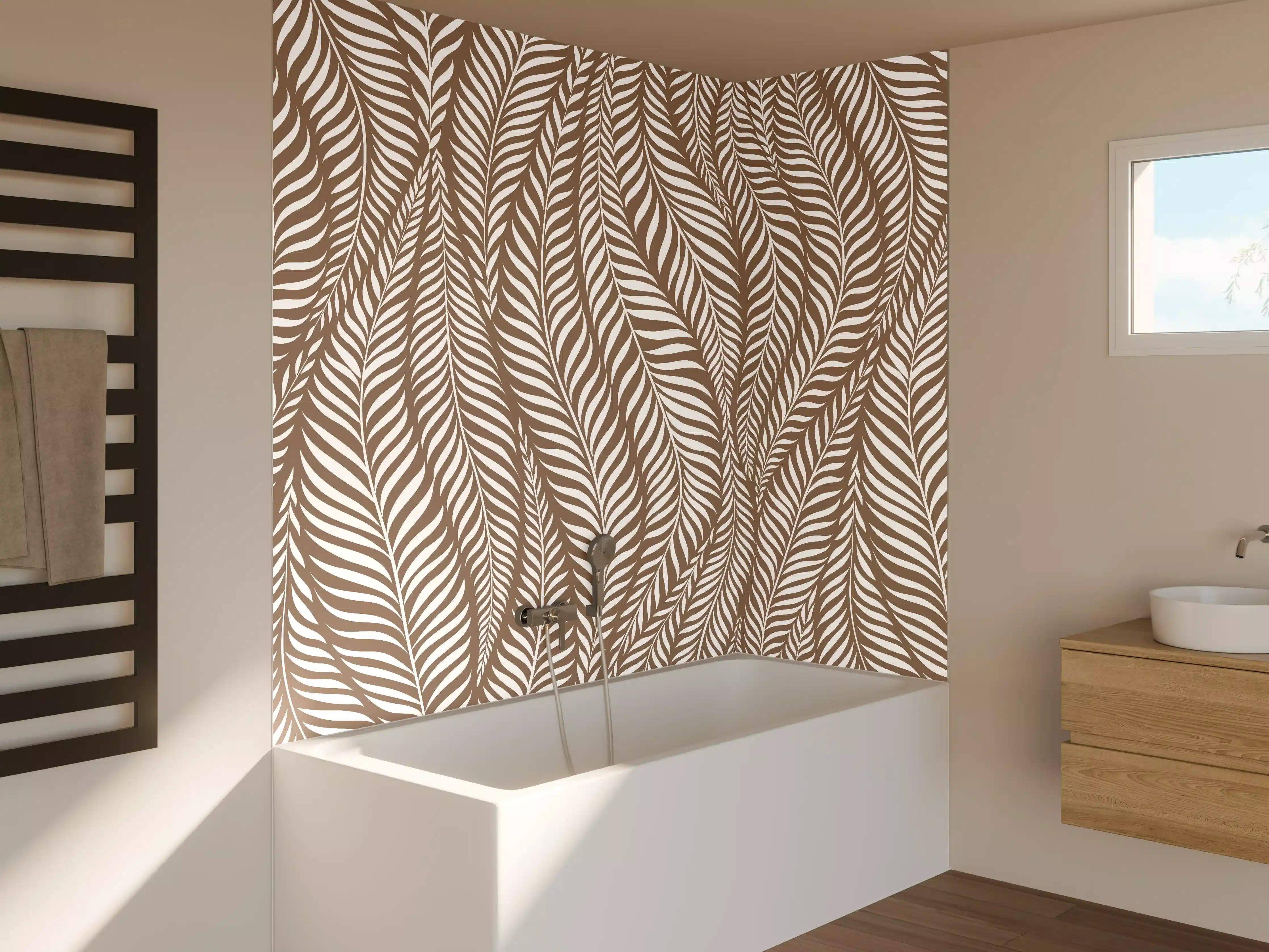 Badewannen-Rückwand - Beige und Weiße Blattmuster-Textur mit feinen Linien
