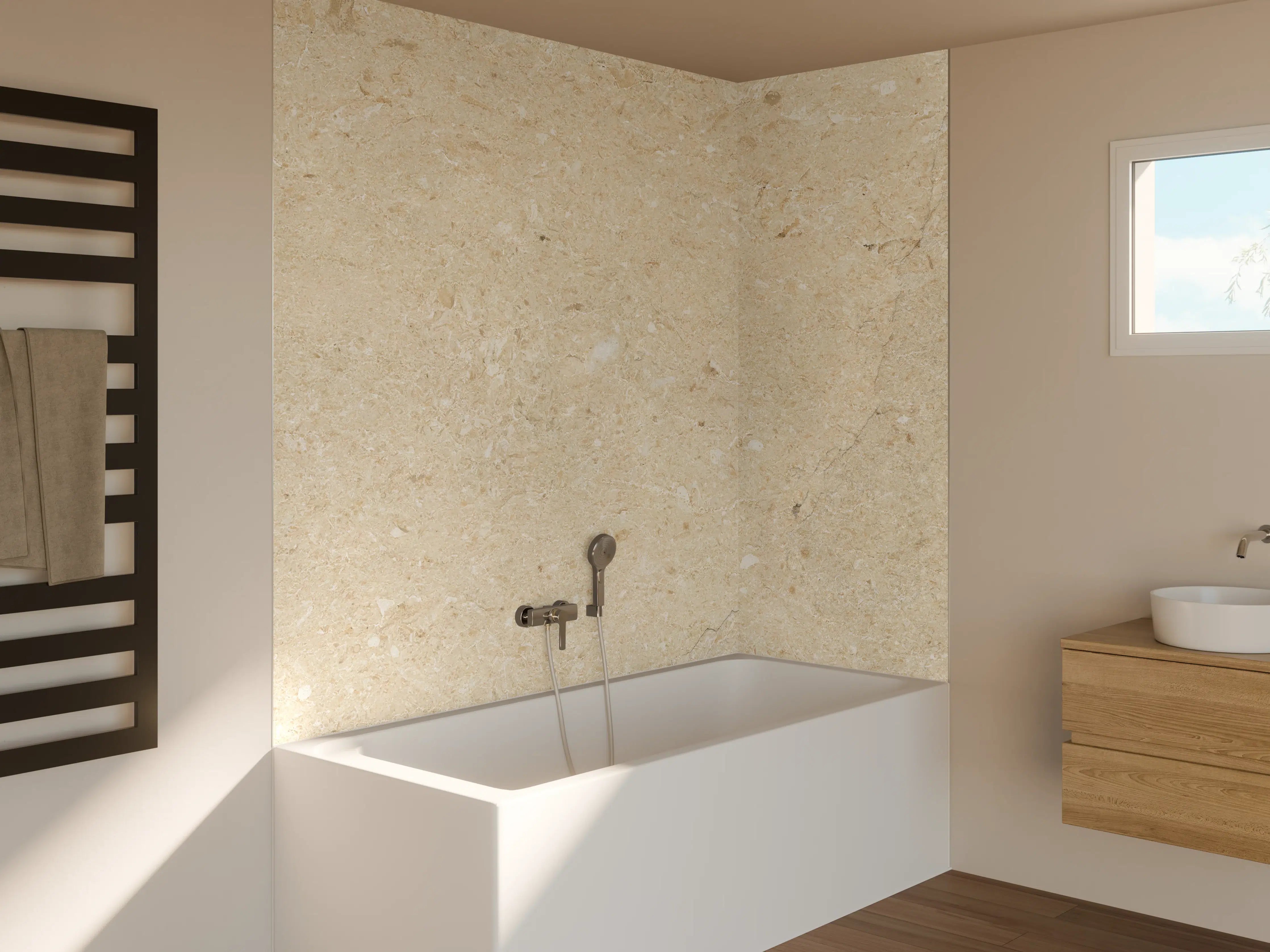 Badewannen-Rückwand - Beige vintage Oberfläche