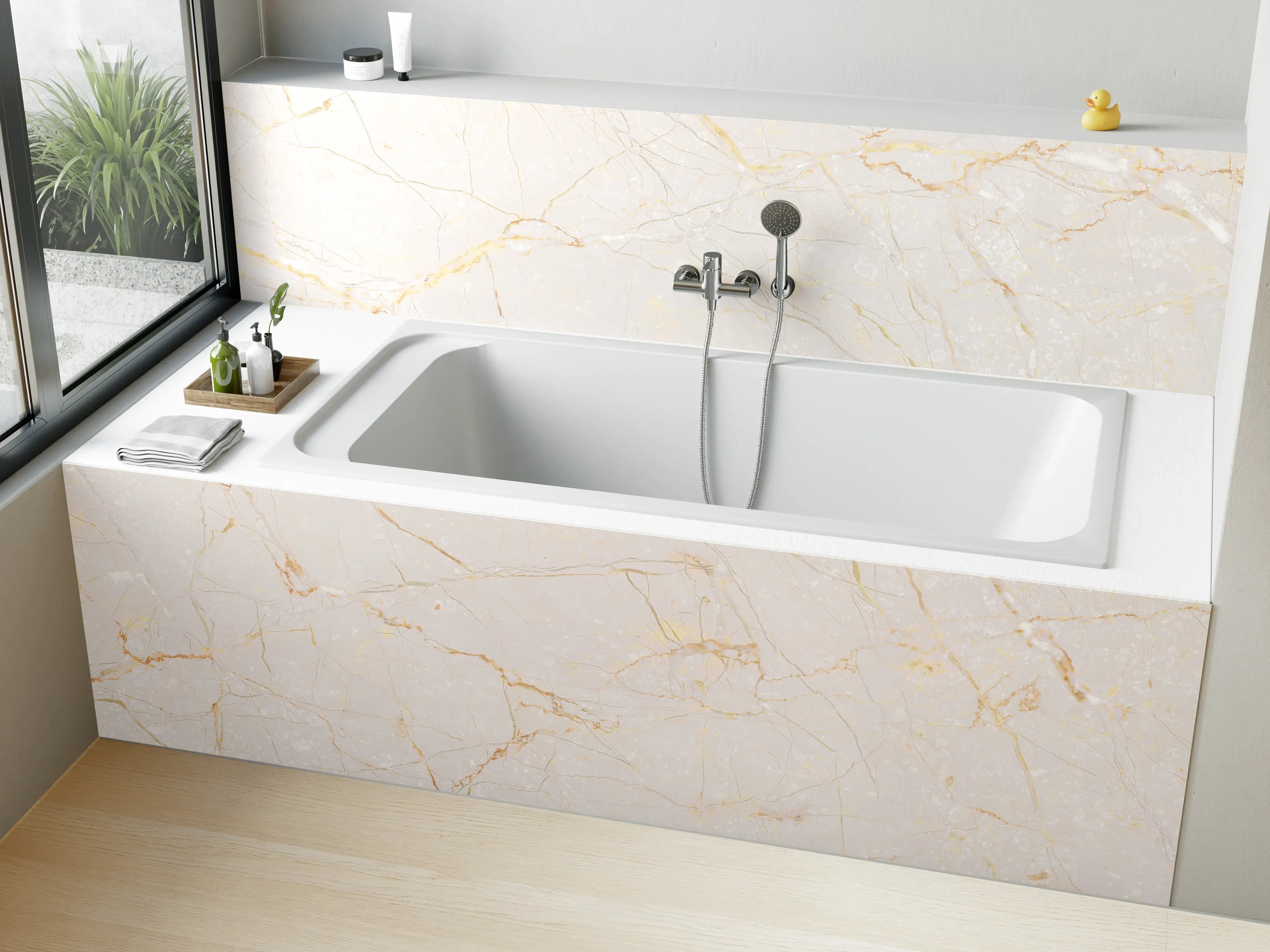 Badewannen-Rückwand - Beigefarbiger Marmor