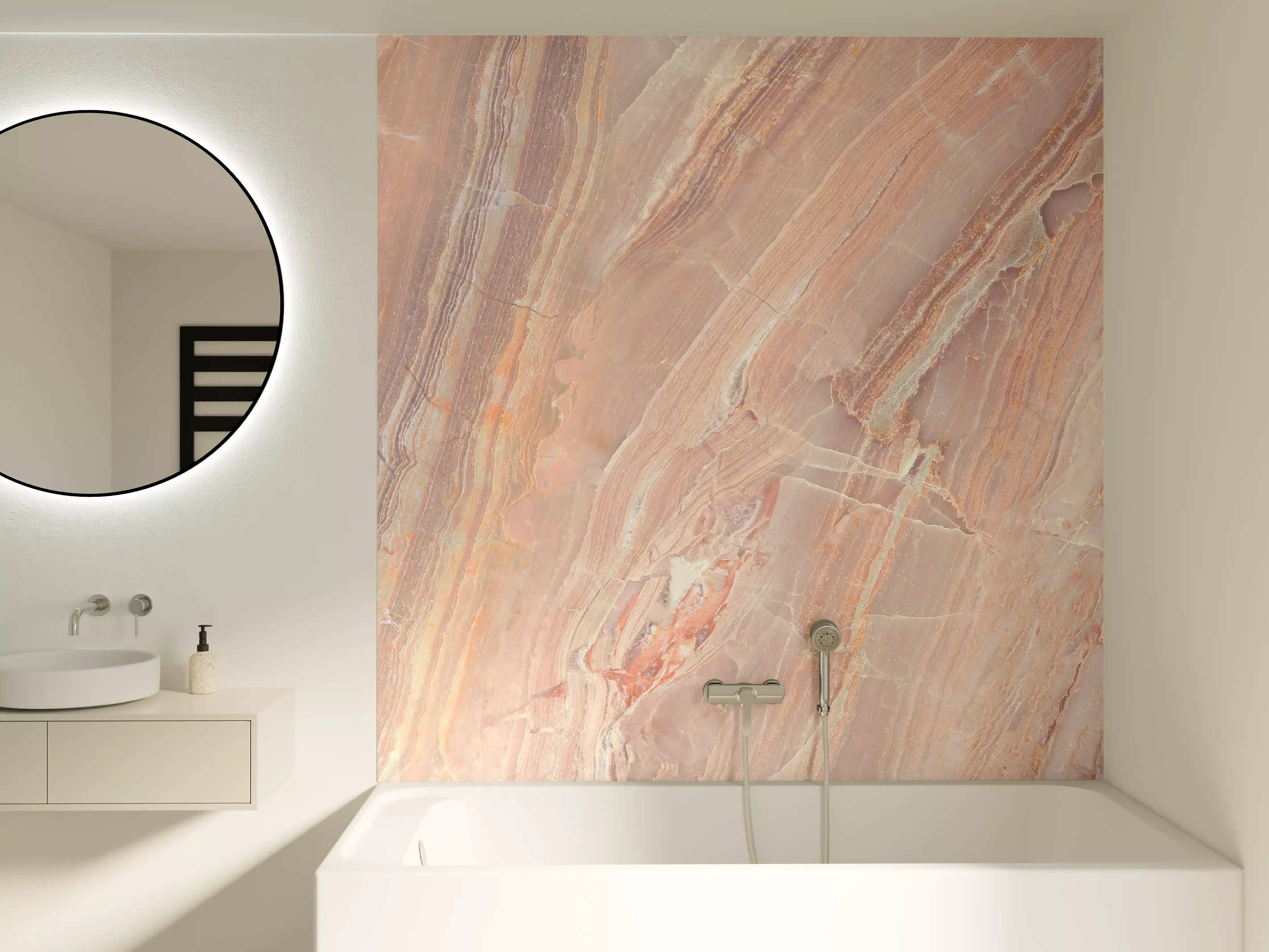 Badewannen-Rückwand - Beiges Marmor Design - Nahaufnahme