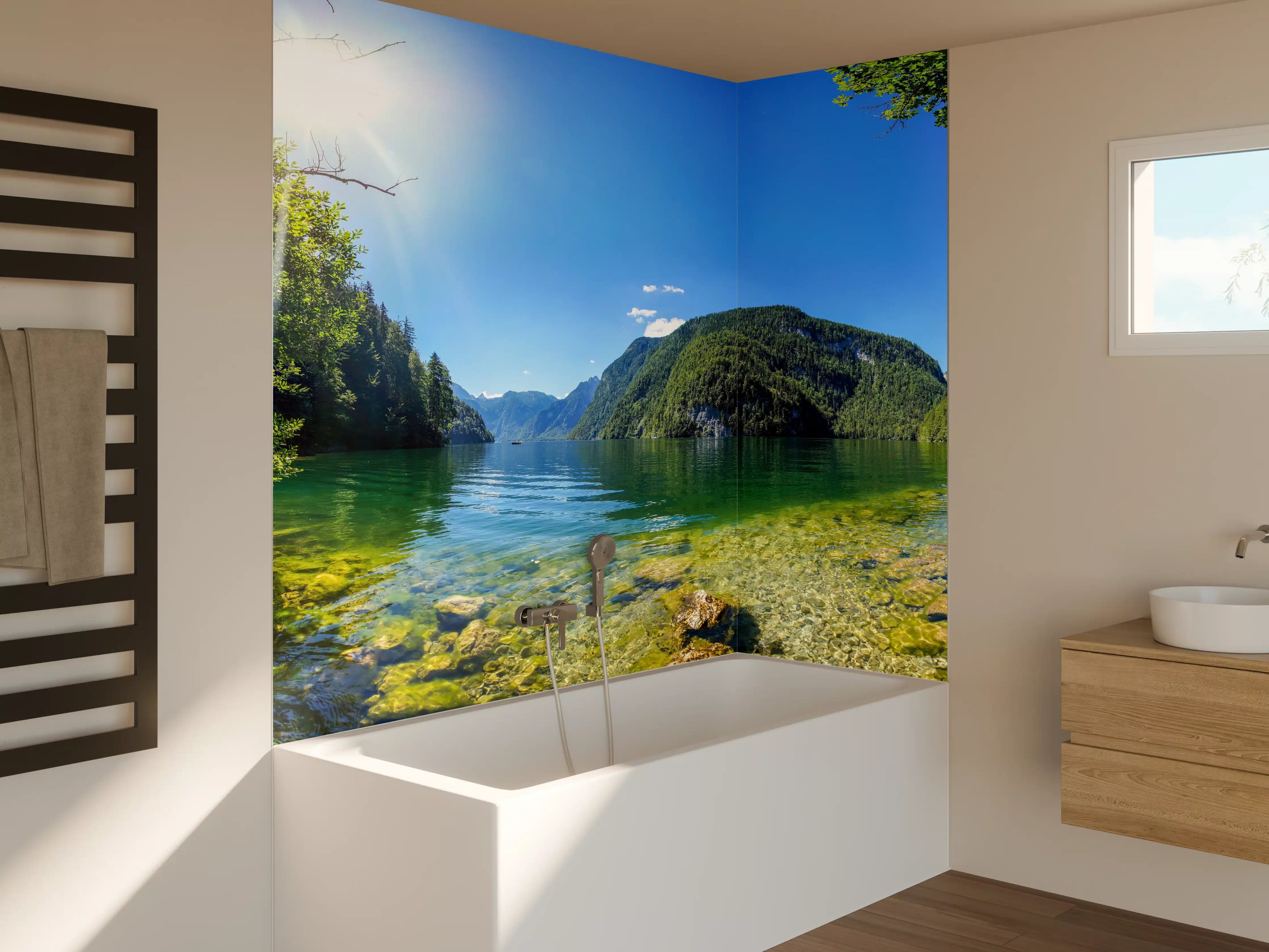Badewannen-Rückwand - Berge Alpen Königsee Österreich