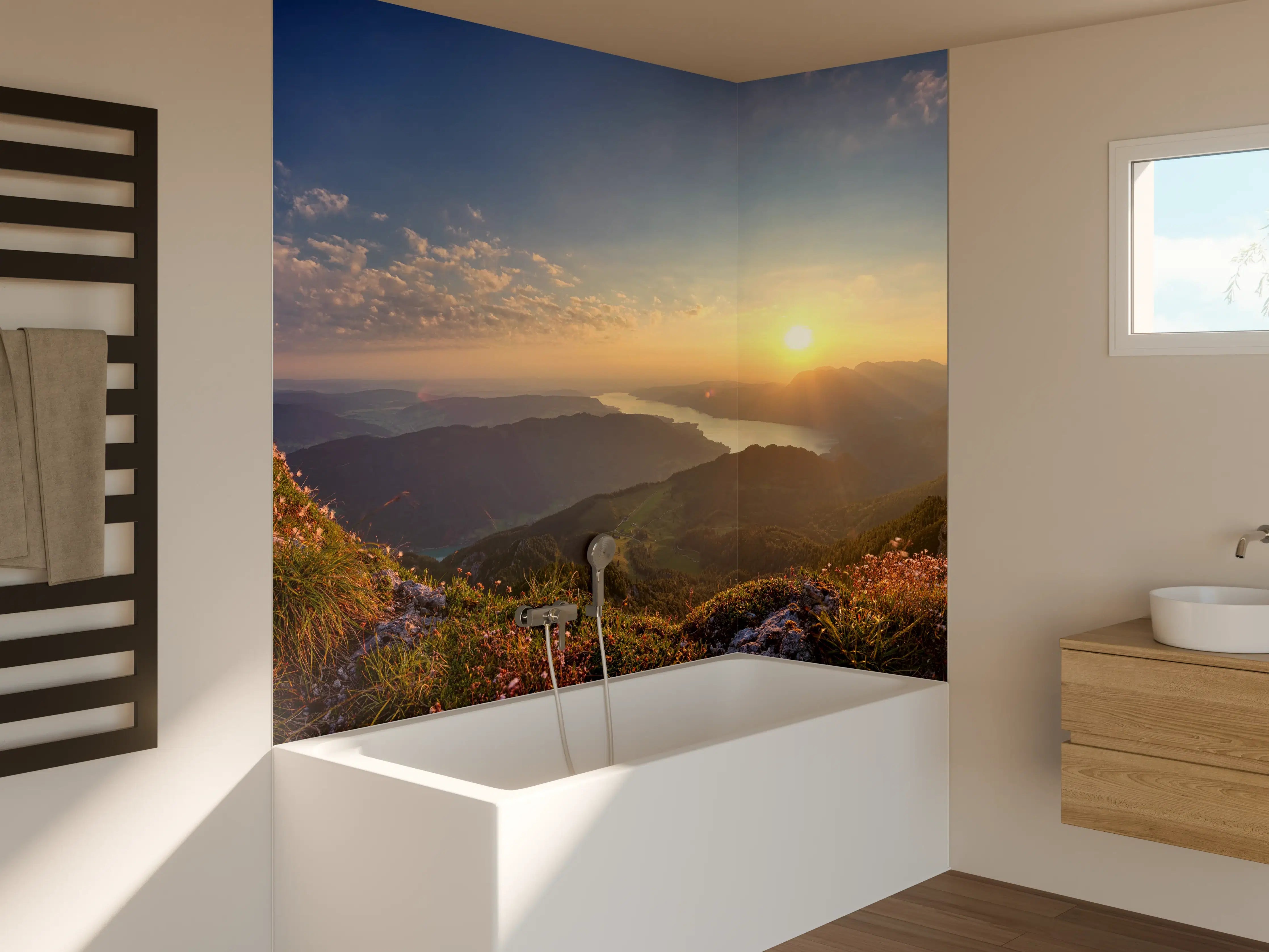 Badewannen-Rückwand - Berglandschafts Panorama