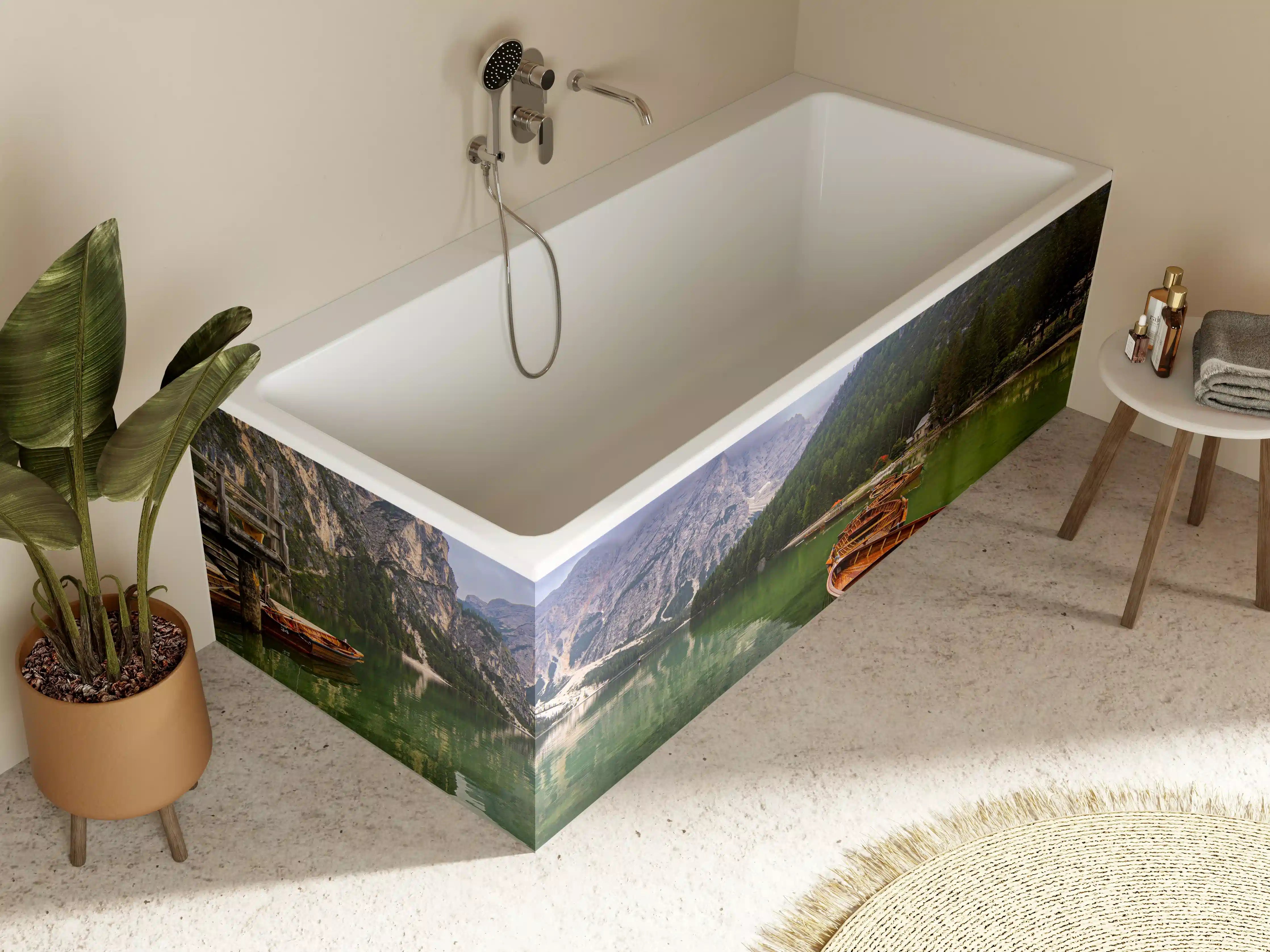 Badewannen-Rückwand - Bergsee Reflektion Dolomiten