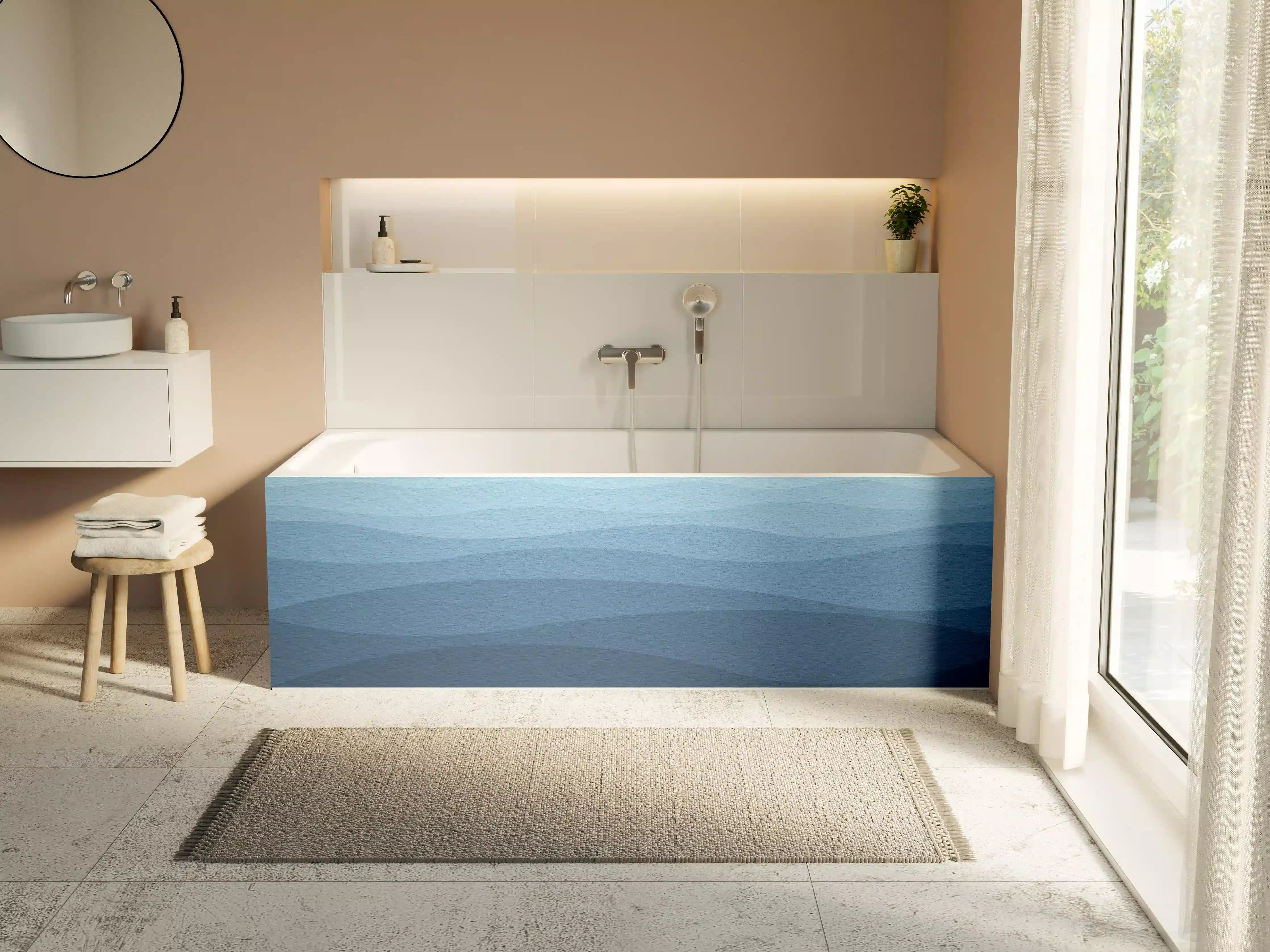 Badewannen-Rückwand - Beruhigende Blau-Gradient-Wellen-Textur