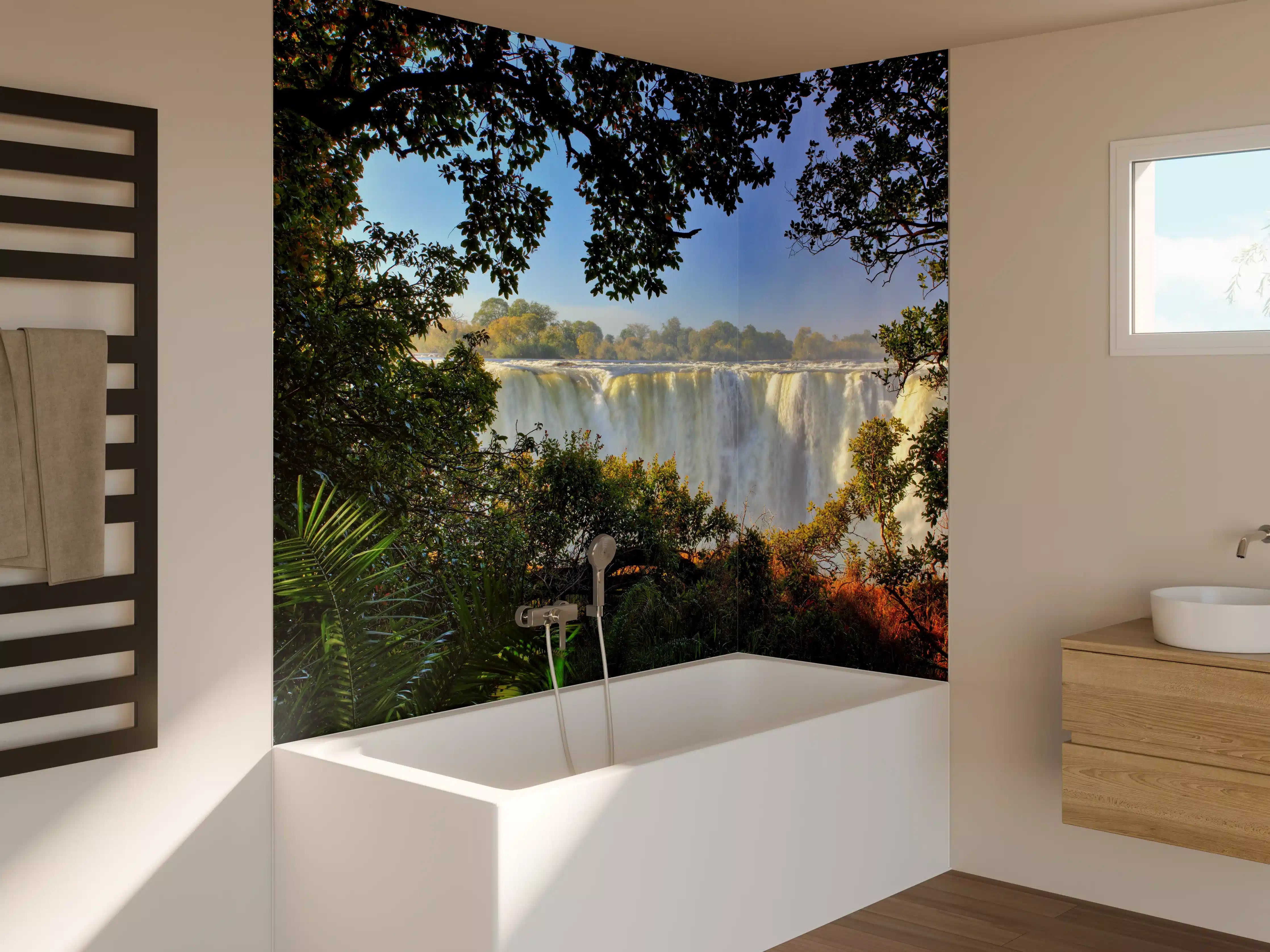 Badewannen-Rückwand - Besondere Perspektive auf Victoria Falls