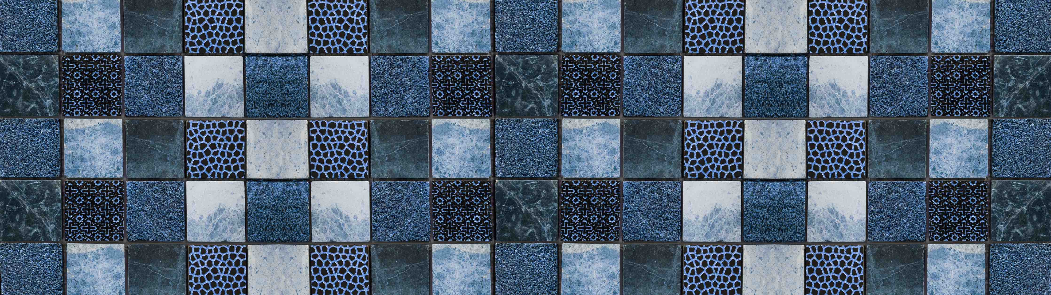 Badewannen-Rückwand-Bläuliche quadratische Mosaiktextur