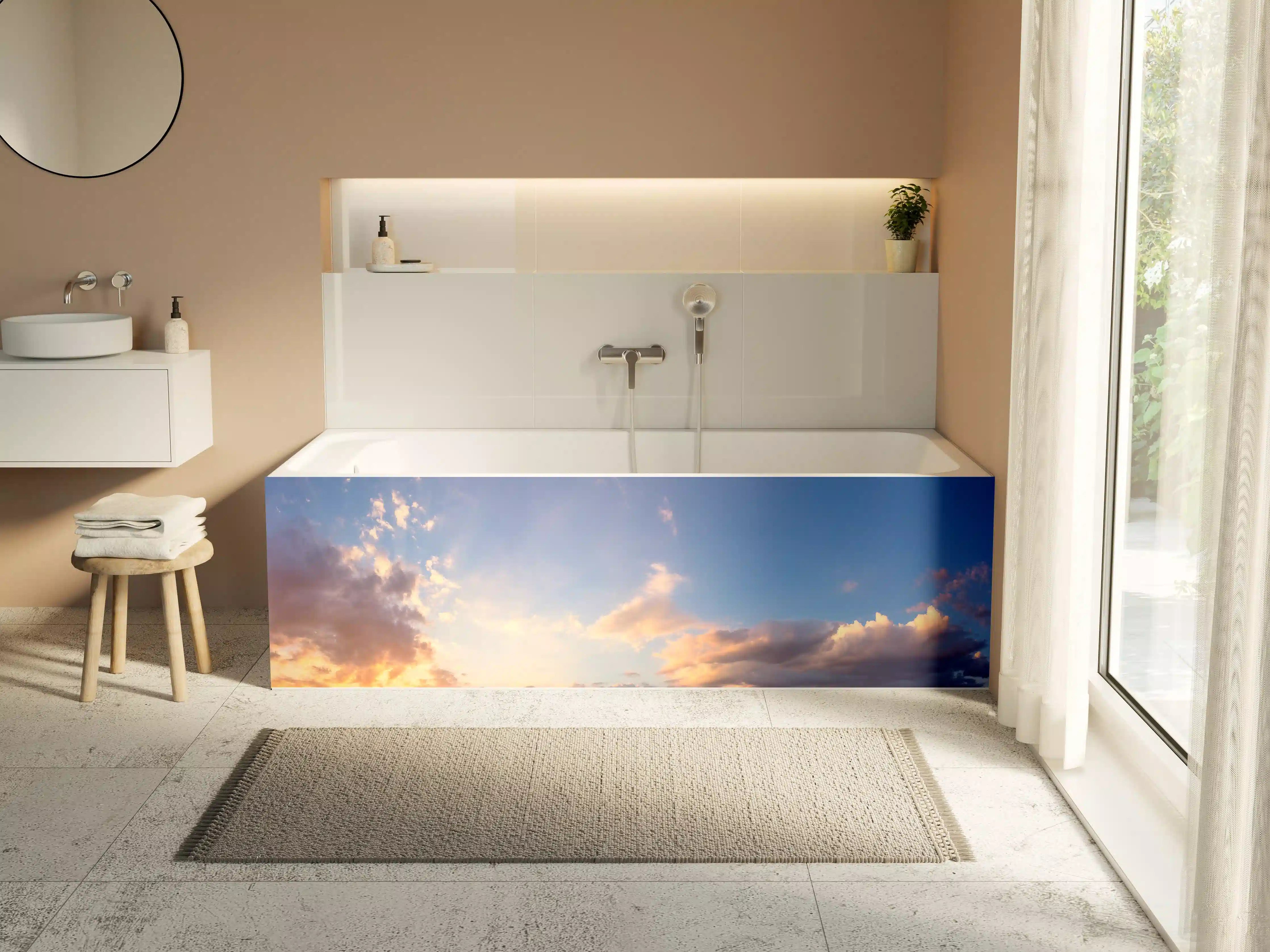Badewannen-Rückwand - Blau-Orange Sonnenuntergang