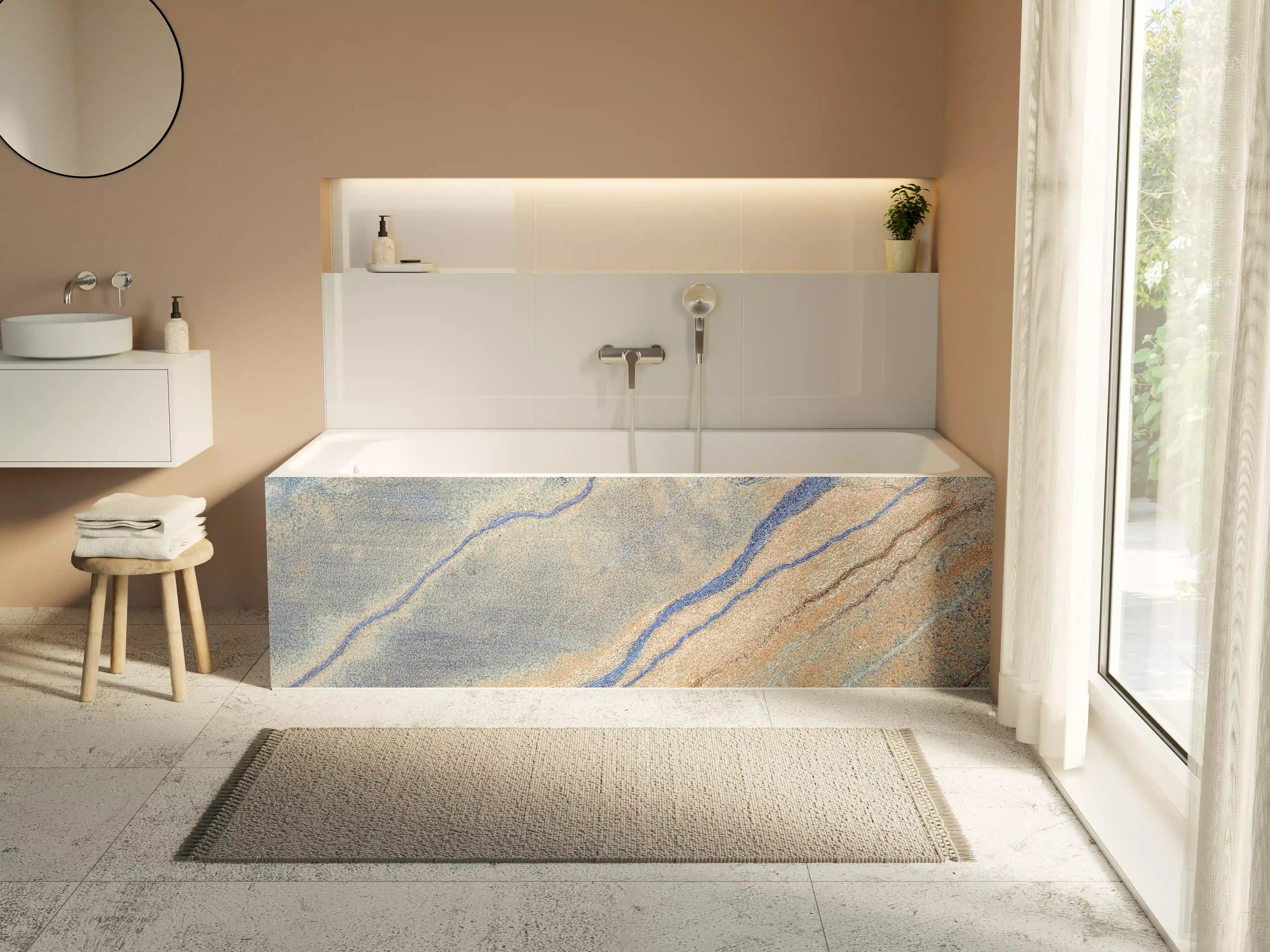 Badewannen-Rückwand - Blaue Flusslandschaft aus der Luft