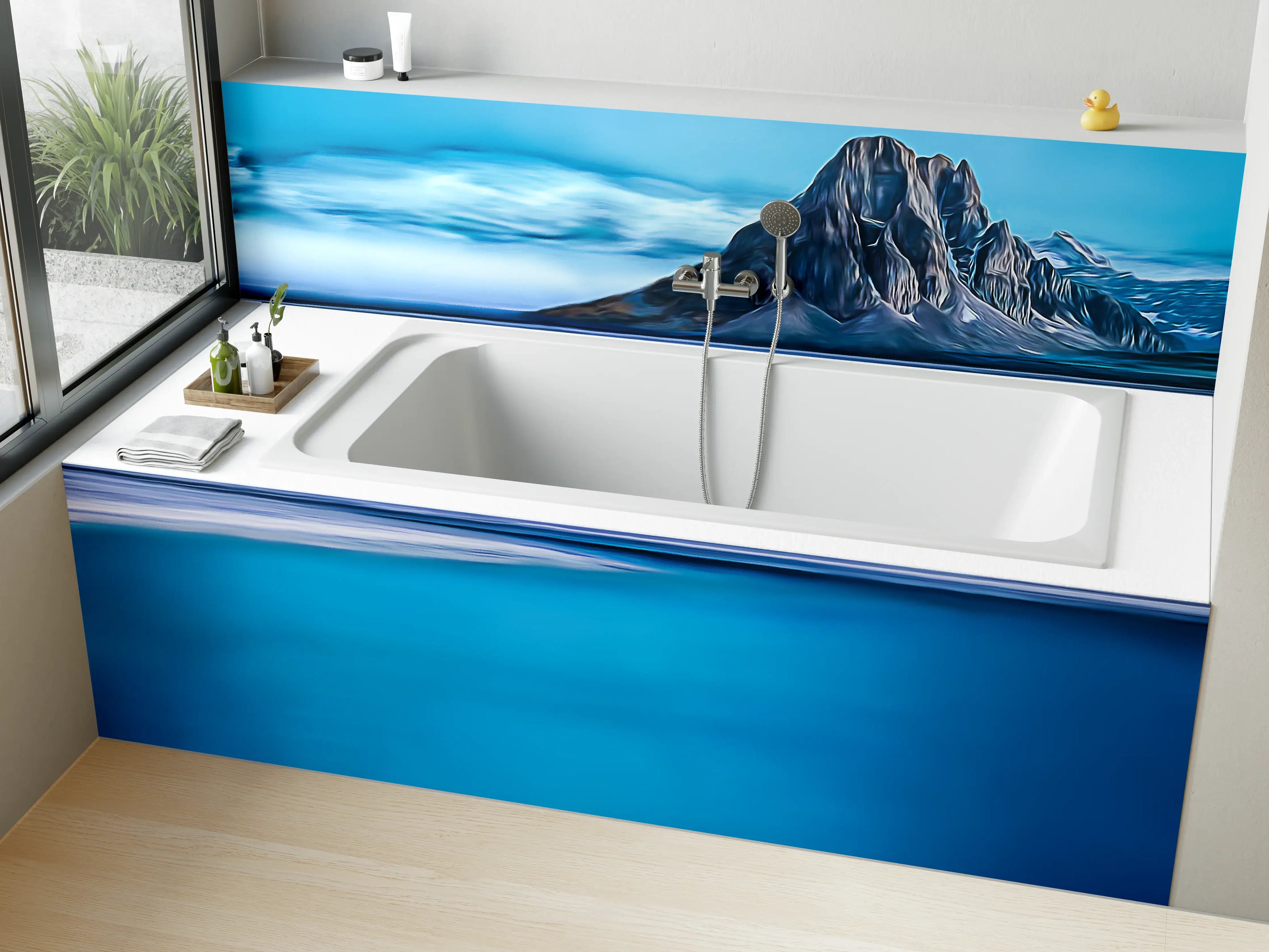 Badewannen-Rückwand - Blaue Gletscherlandschaft