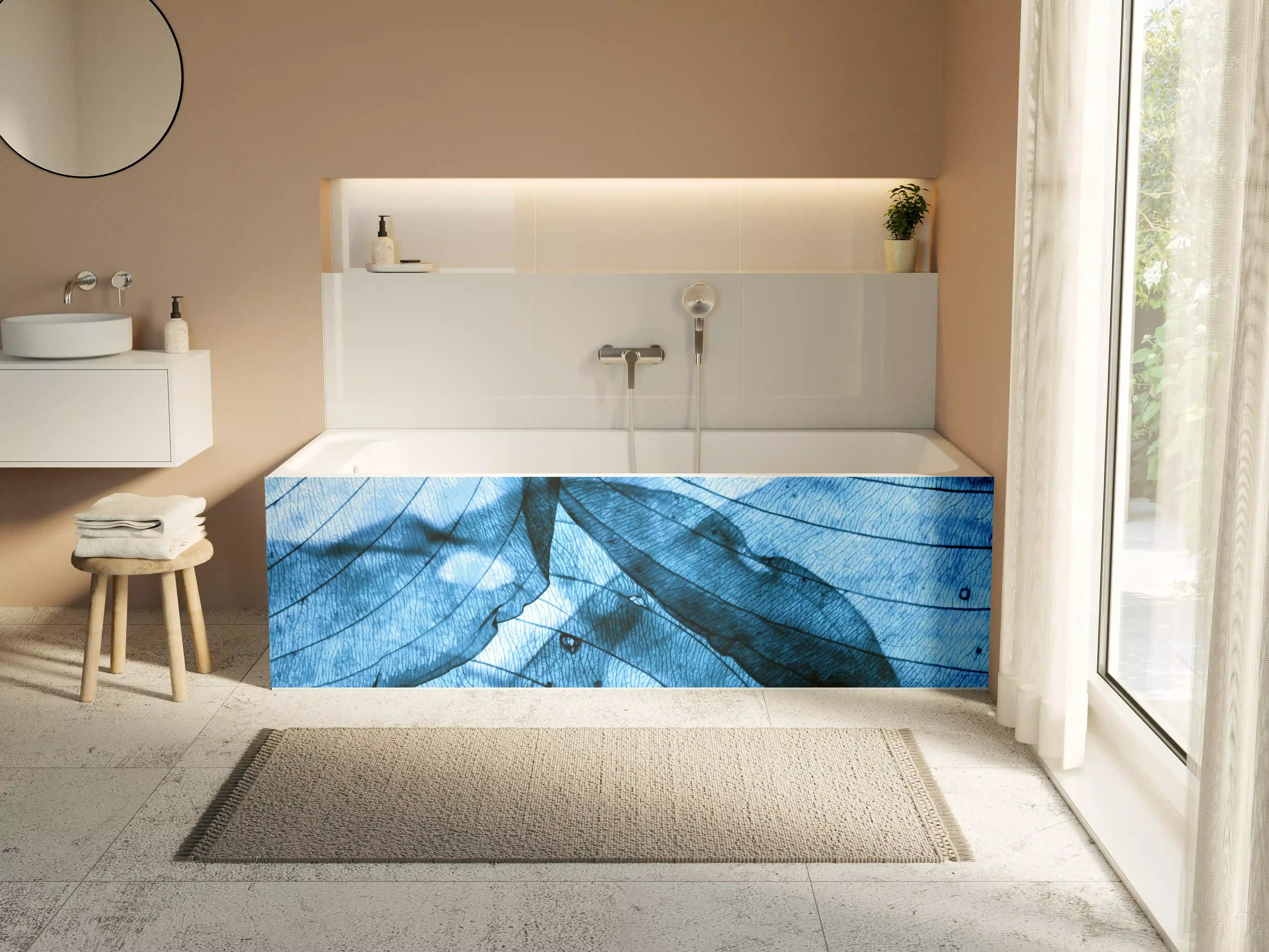 Badewannen-Rückwand - Blaue Herbstlaub-Makrotextur