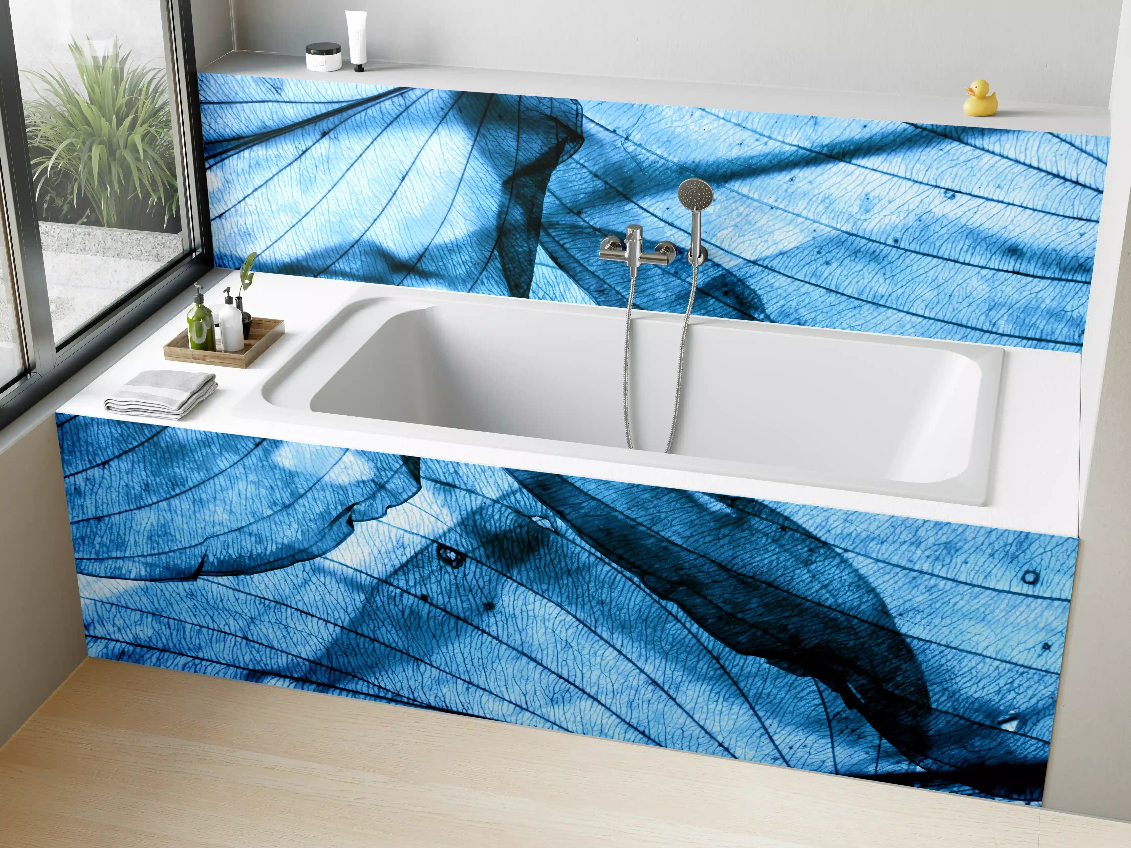 Badewannen-Rückwand - Blaue Herbstlaub-Makrotextur