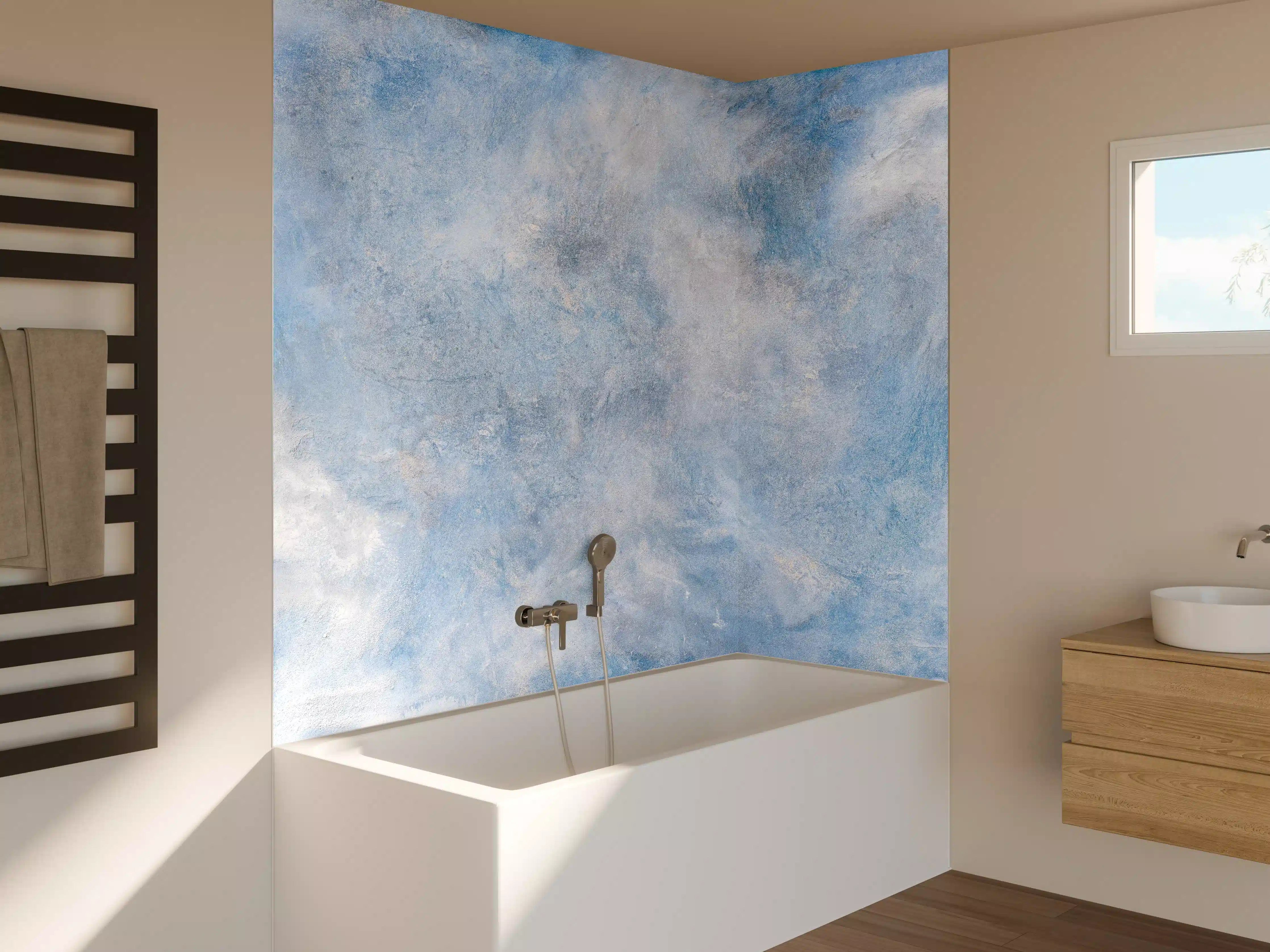 Badewannen-Rückwand - Blaue Marmor Textur