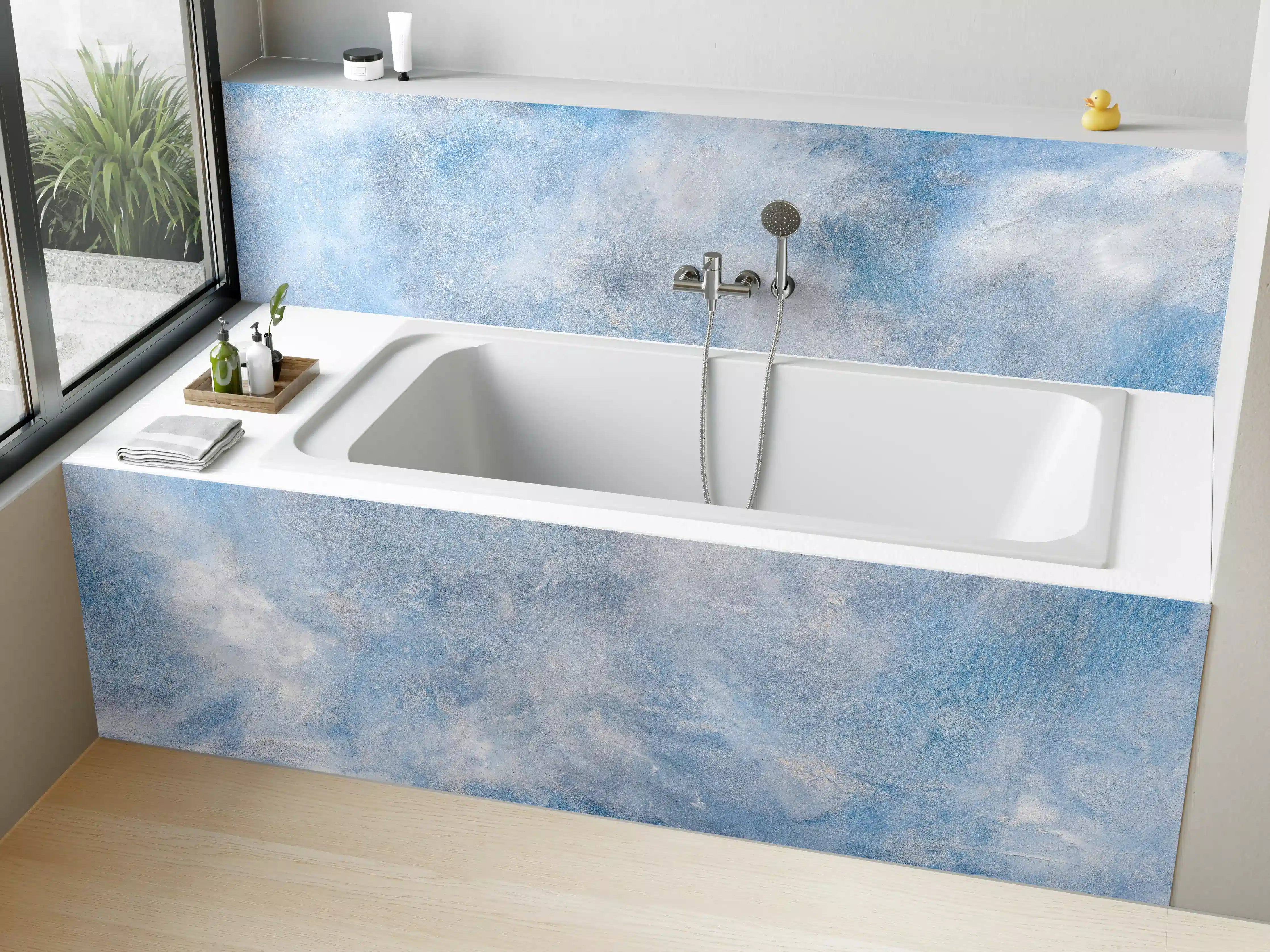 Badewannen-Rückwand - Blaue Marmor Textur