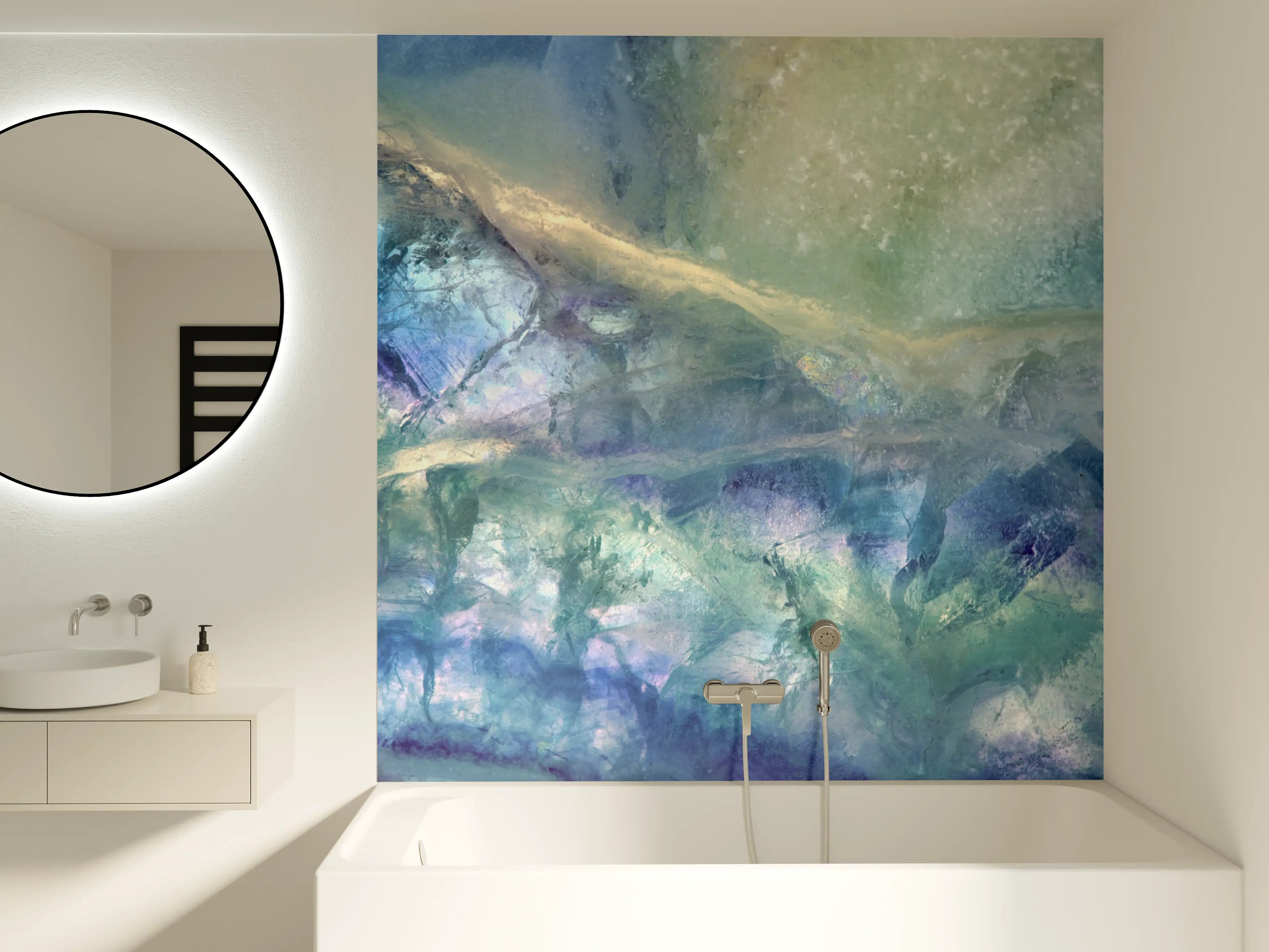 Badewannen-Rückwand - Blaue Meereswellen mit Reflexionen